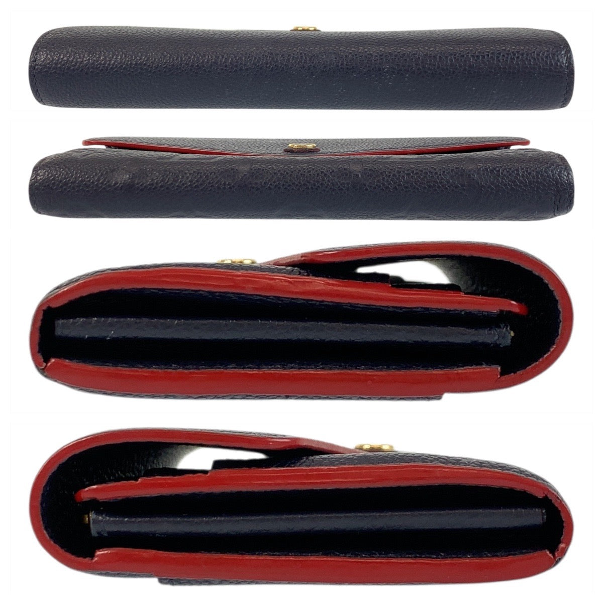 LOUIS VUITTON Long Wallet Purse M62125 leather Navy Gold Metal Monogram Unplant Portefeuille Sarah