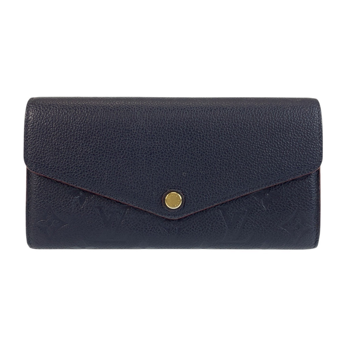 LOUIS VUITTON Long Wallet Purse M62125 leather Navy Gold Metal Monogram Unplant Portefeuille Sarah