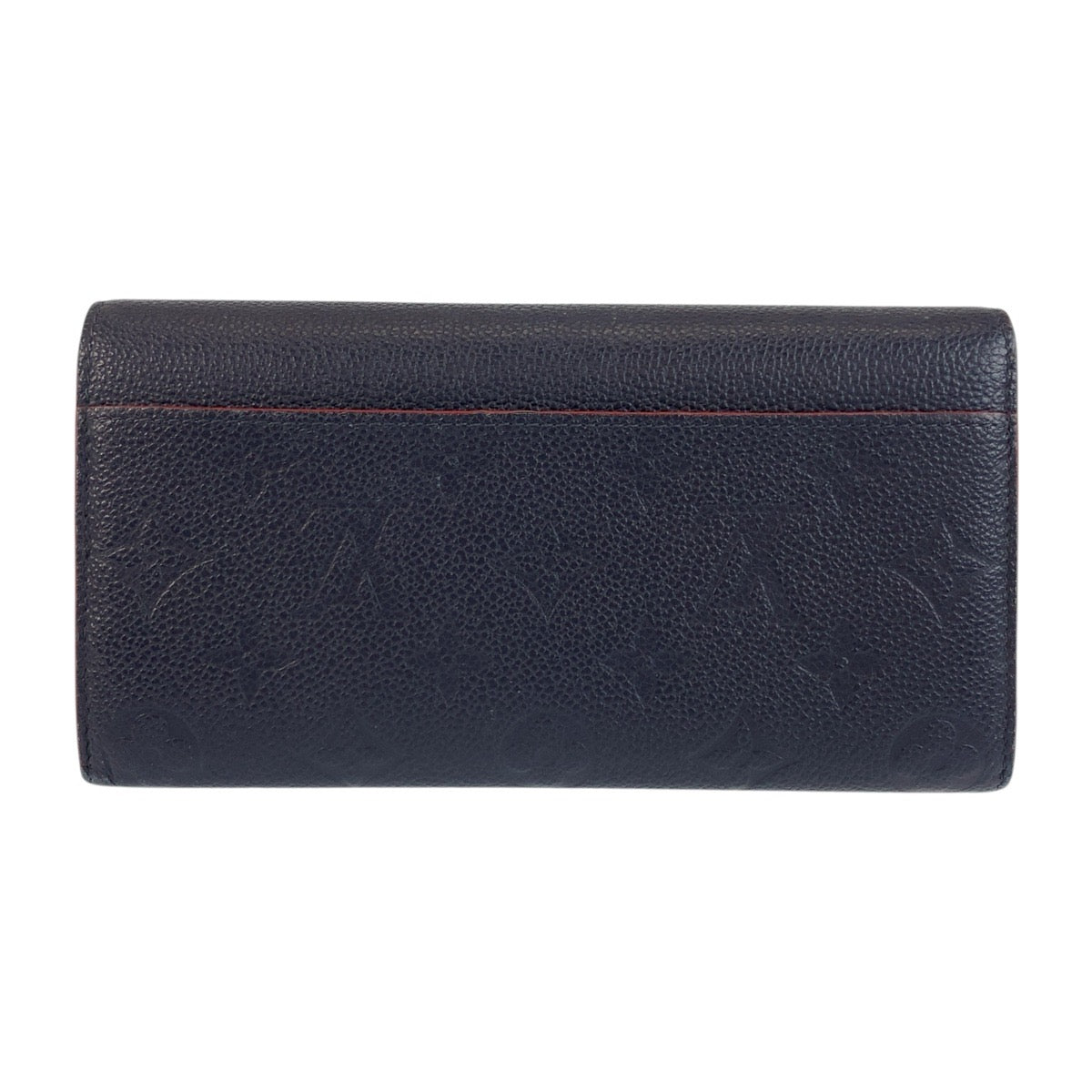 LOUIS VUITTON Long Wallet Purse M62125 leather Navy Gold Metal Monogram Unplant Portefeuille Sarah