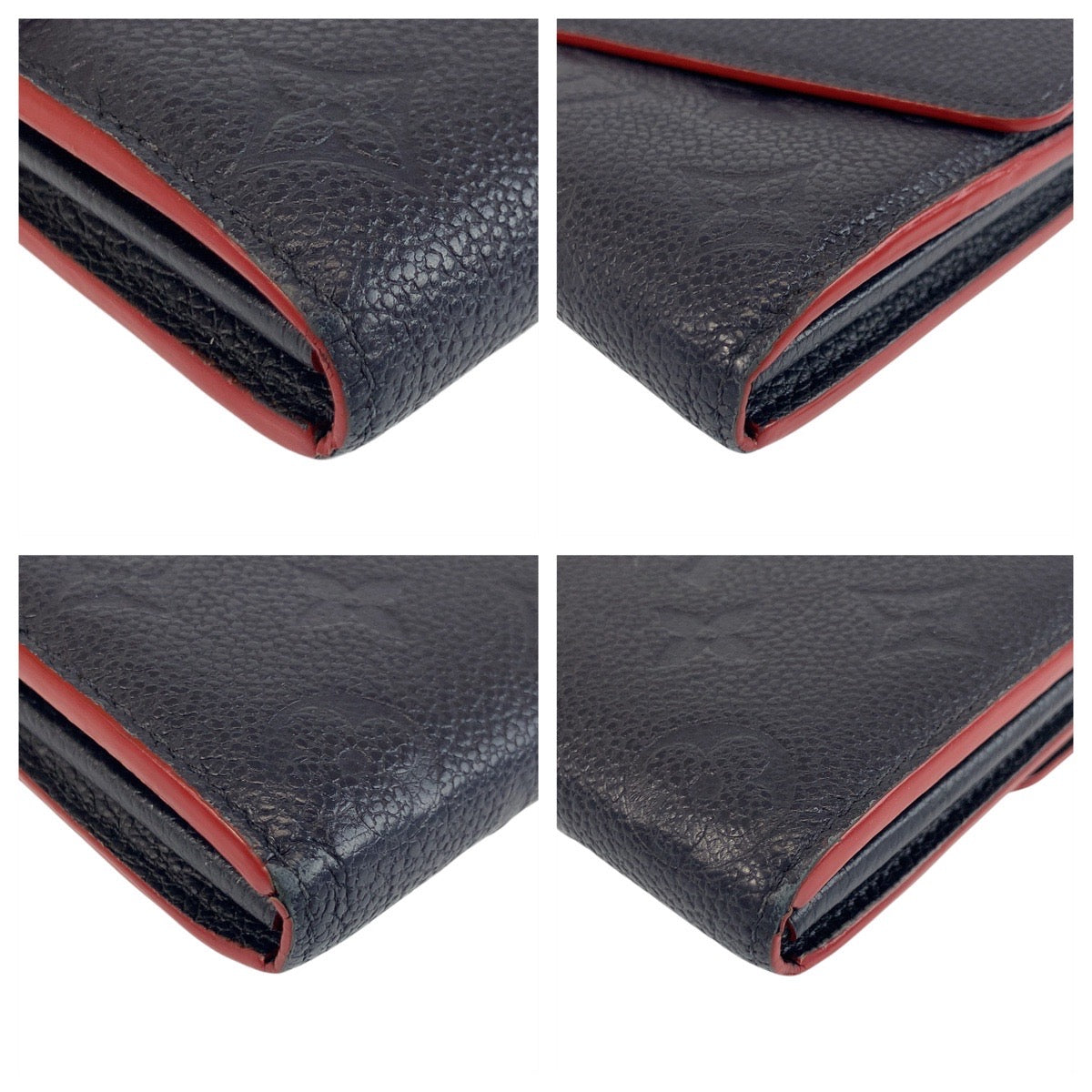 LOUIS VUITTON Long Wallet Purse M62125 leather Navy Gold Metal Monogram Unplant Portefeuille Sarah