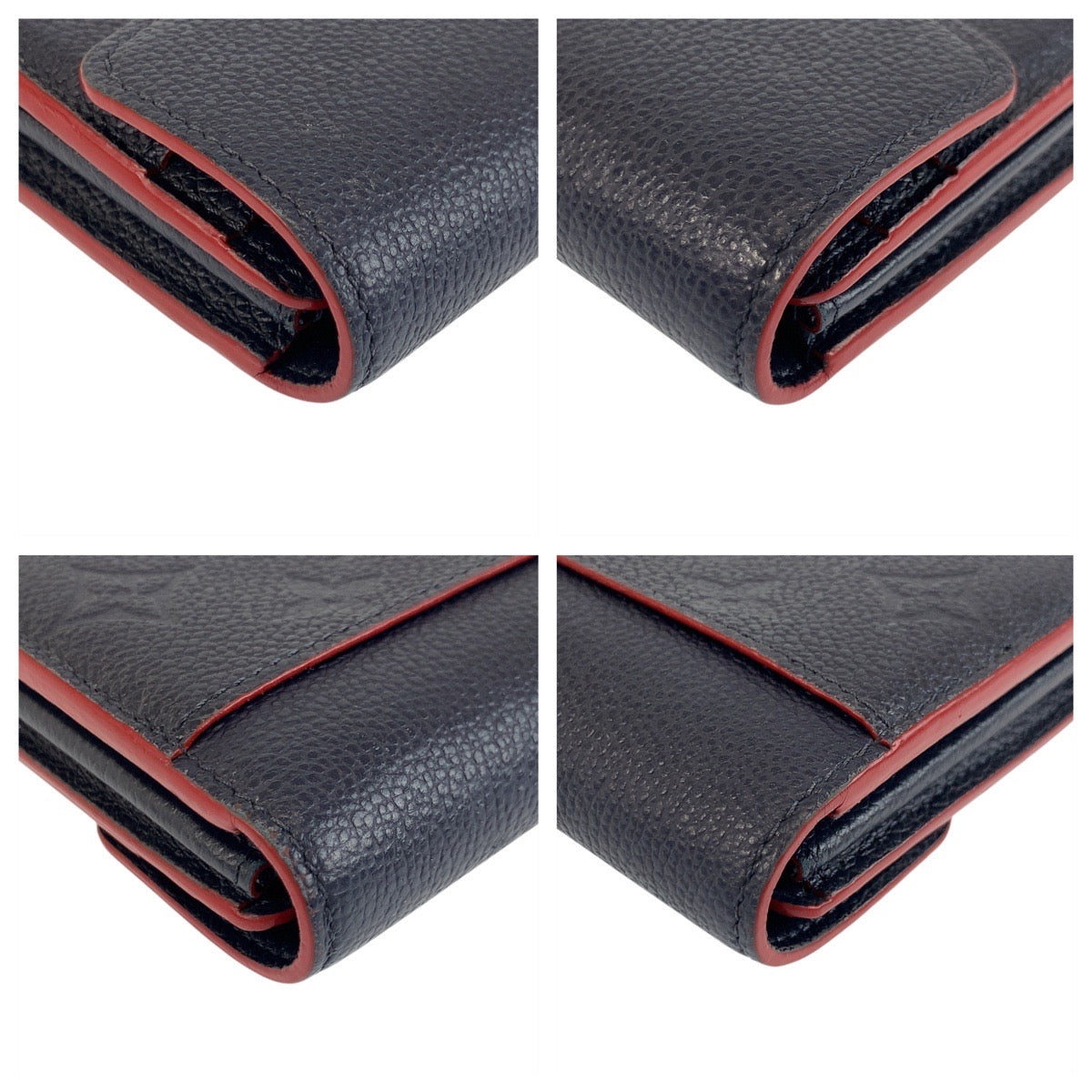 LOUIS VUITTON Long Wallet Purse M62125 leather Navy Gold Metal Monogram Unplant Portefeuille Sarah