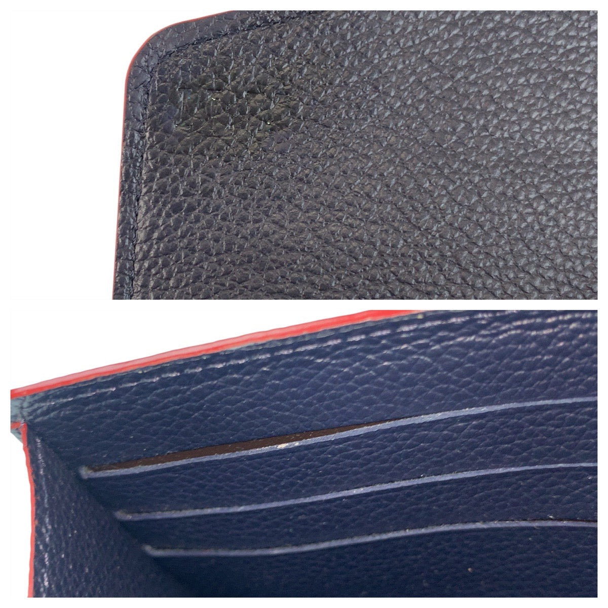 LOUIS VUITTON Long Wallet Purse M62125 leather Navy Gold Metal Monogram Unplant Portefeuille Sarah
