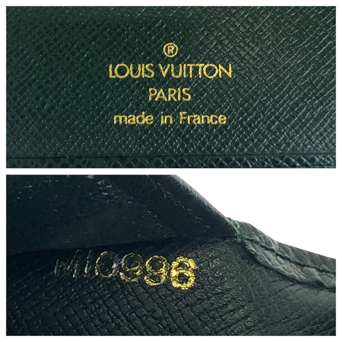 LOUIS VUITTON Long Wallet Purse M30404 Taiga Episea Green Taiga Porto 14 Cult Credit