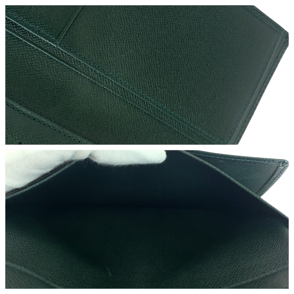 LOUIS VUITTON Long Wallet Purse M30404 Taiga Episea Green Taiga Porto 14 Cult Credit