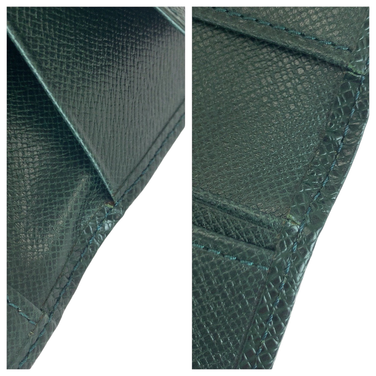 LOUIS VUITTON Long Wallet Purse M30404 Taiga Episea Green Taiga Porto 14 Cult Credit