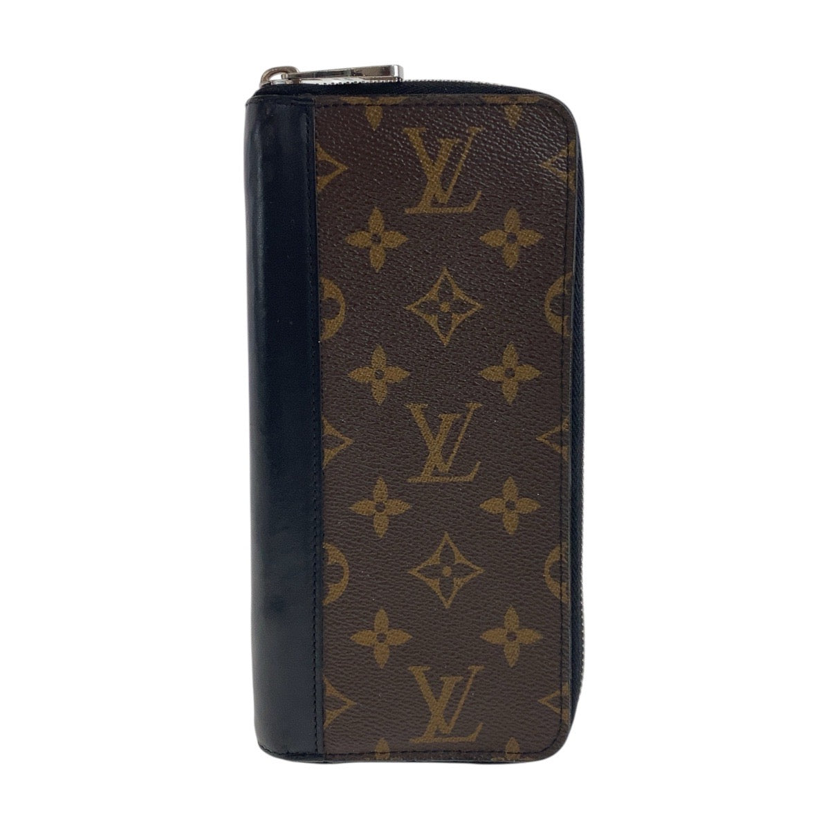 LOUIS VUITTON Long Wallet Purse M60109 PVC Brown Black SilverMetal Monogram macacer Zippy Wallet Vertical