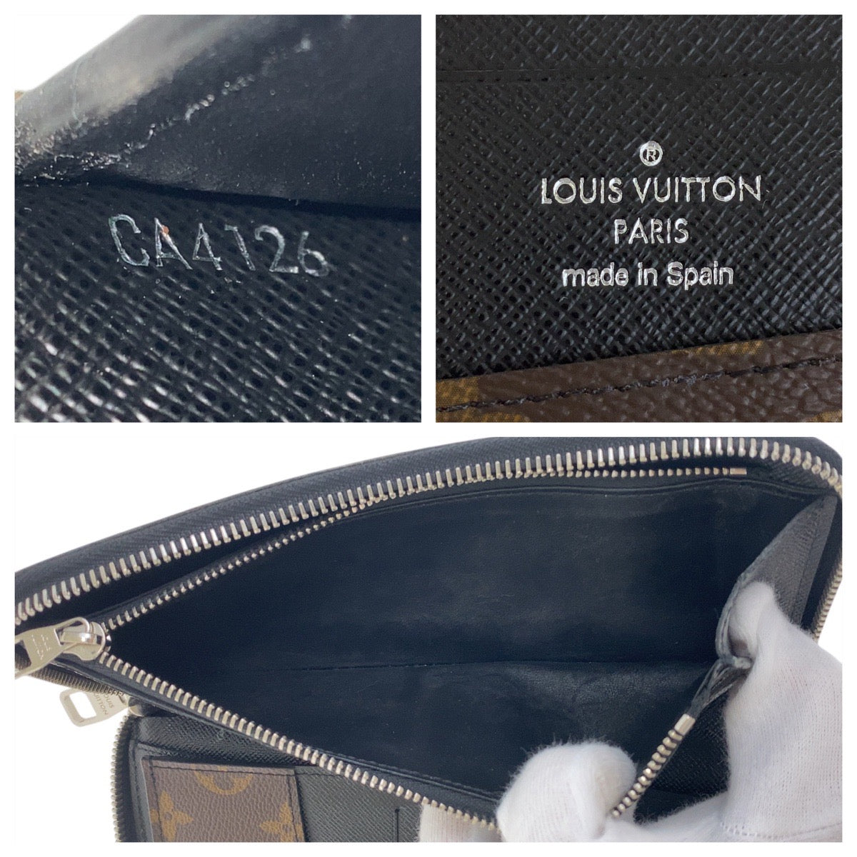 LOUIS VUITTON Long Wallet Purse M60109 PVC Brown Black SilverMetal Monogram macacer Zippy Wallet Vertical