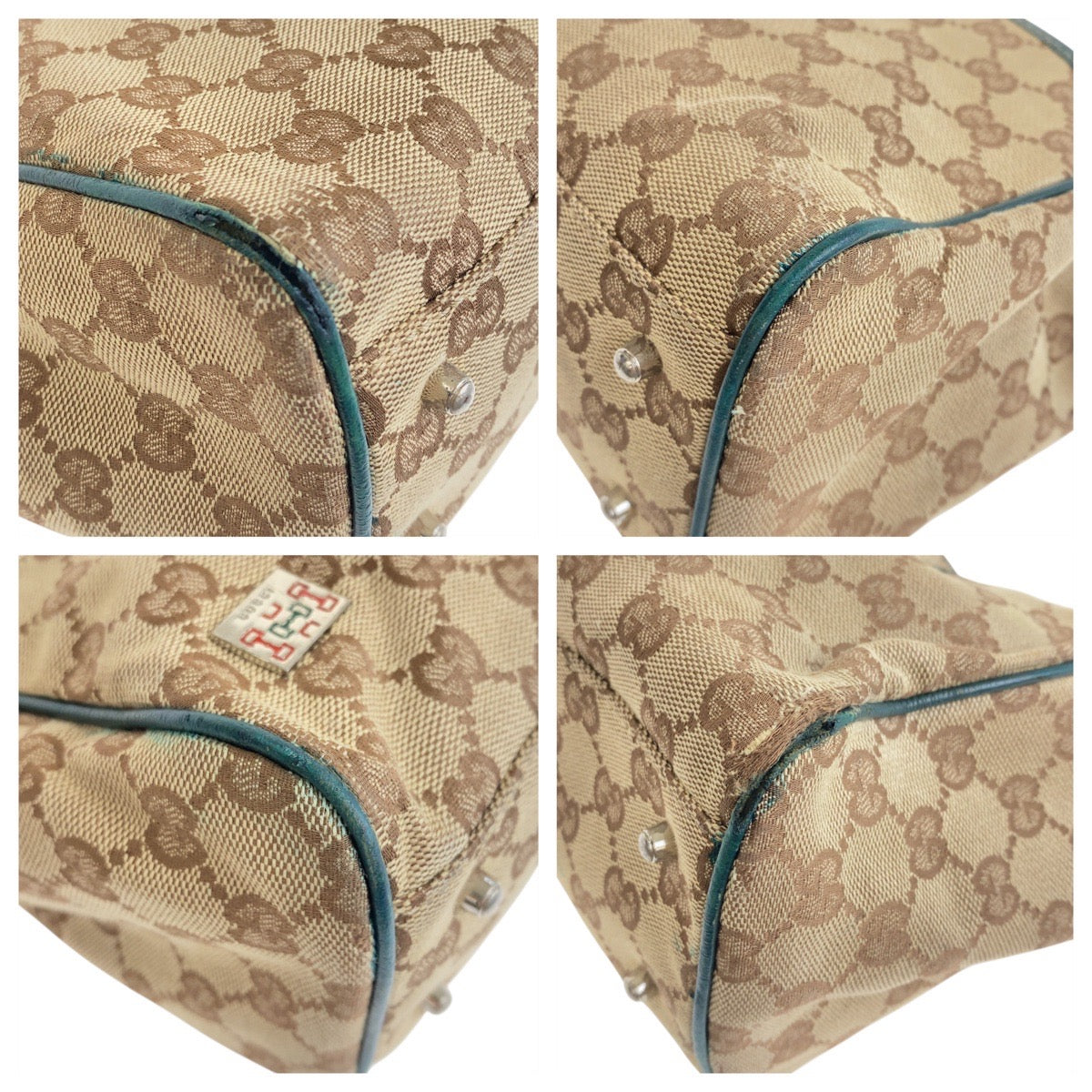 GUCCI Tote Bag 145810 GG canvas Beige Green SilverMetal Sherry line