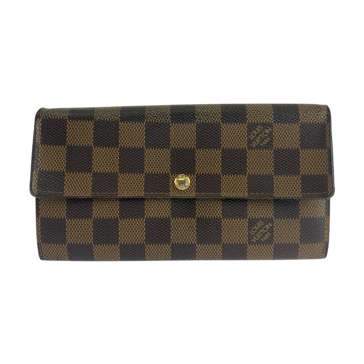 LOUIS VUITTON Long Wallet Purse N61734 PVC Brown Gold Metal Damier Portefeuille Sarah