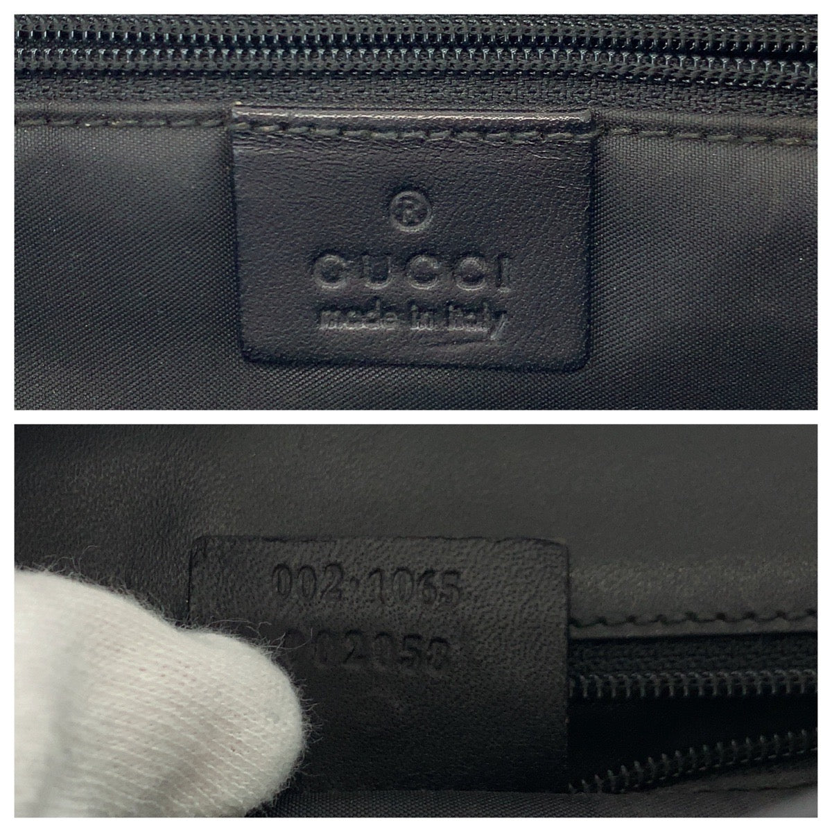 GUCCI Tote Bag 002 1065 GG canvas Black SilverMetal Jackie