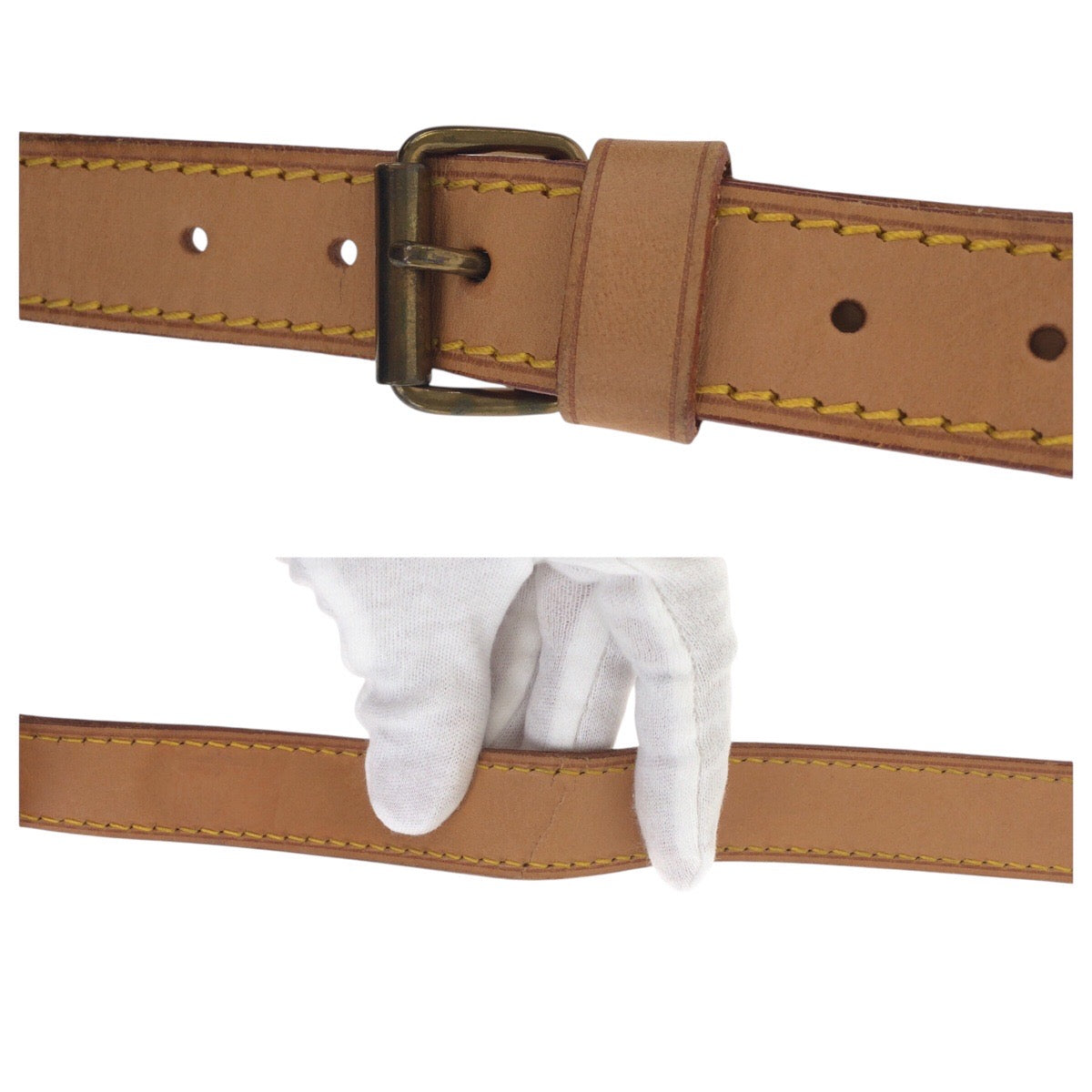 LOUIS VUITTON Shoulder Bag leather Brown Gold Metal