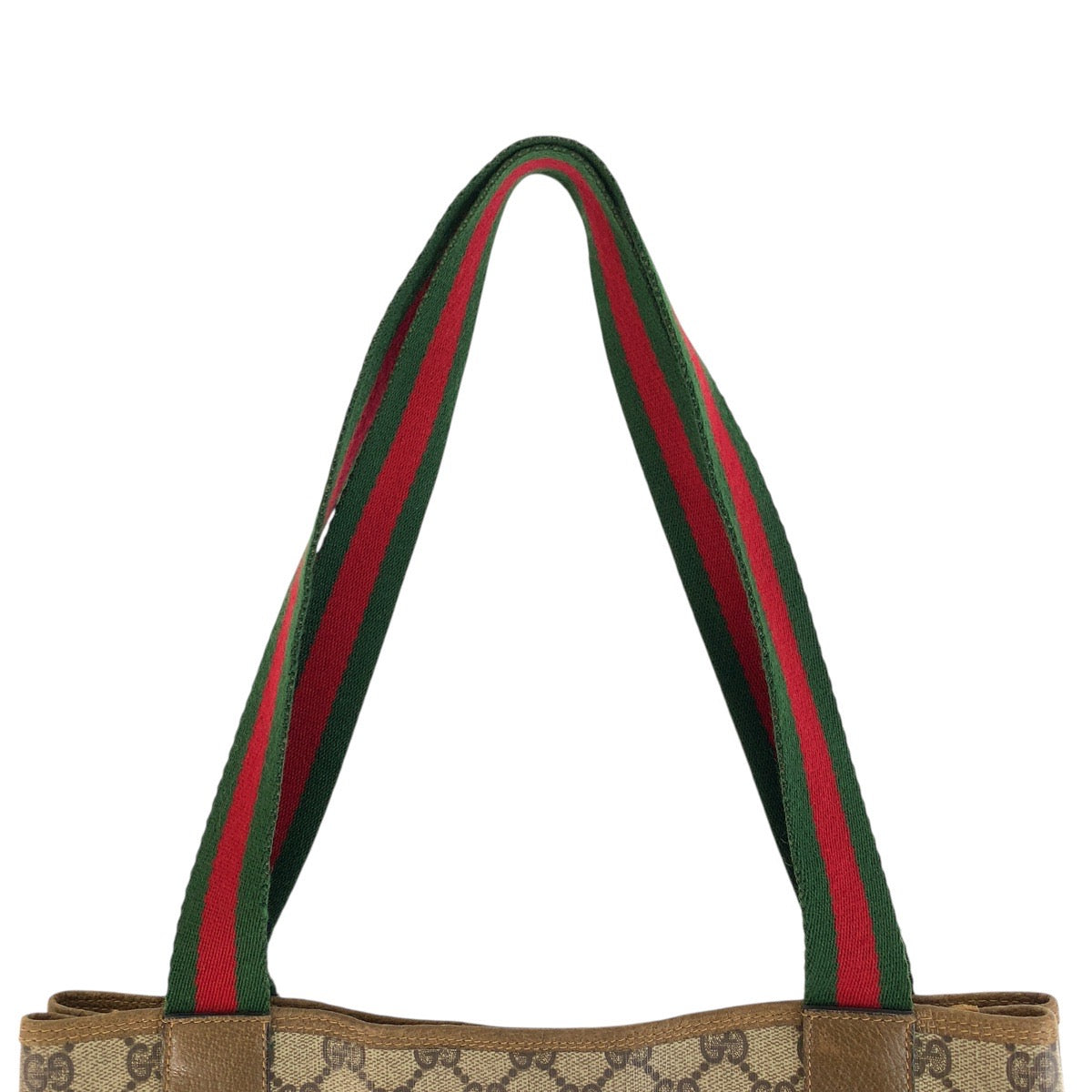 GUCCI Tote Bag 02 003 53 GG Supreme Canvas Brown Gold Metal Old Gucci Shelly Line