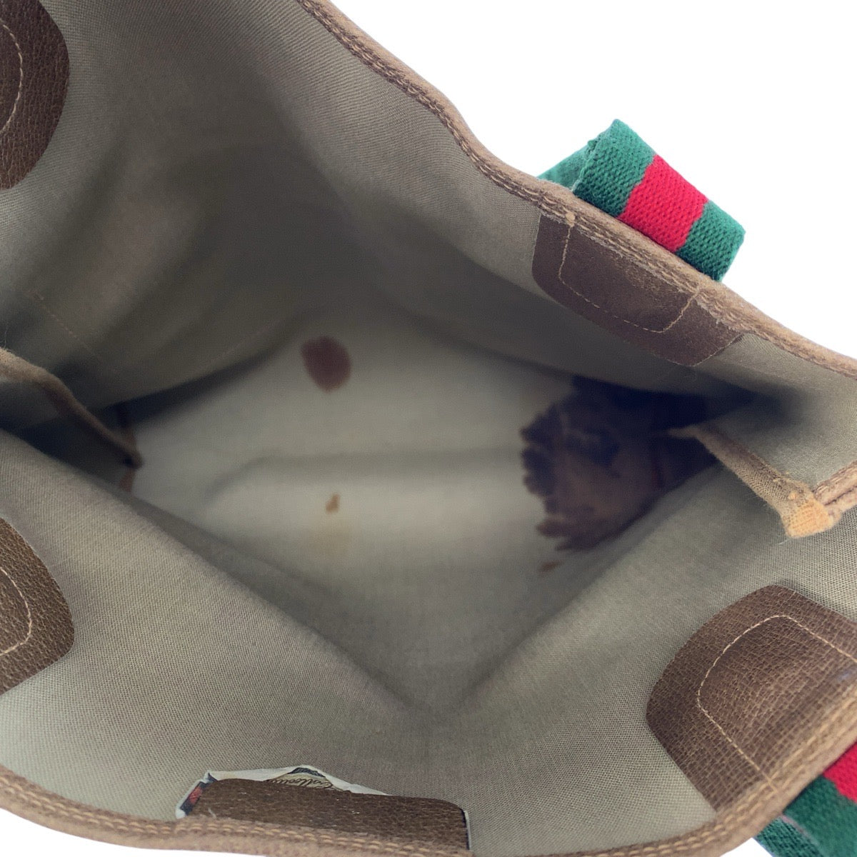 GUCCI Tote Bag 02 003 53 GG Supreme Canvas Brown Gold Metal Old Gucci Shelly Line