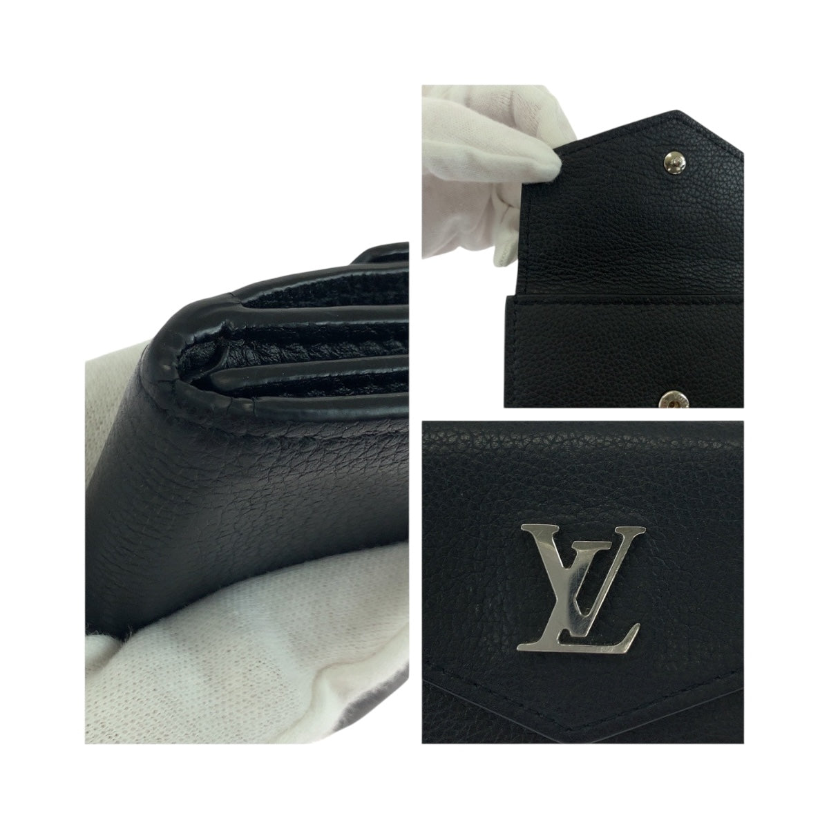 LOUIS VUITTON Tri-fold wallet M63921 leather black Portefeuille Rock Mini