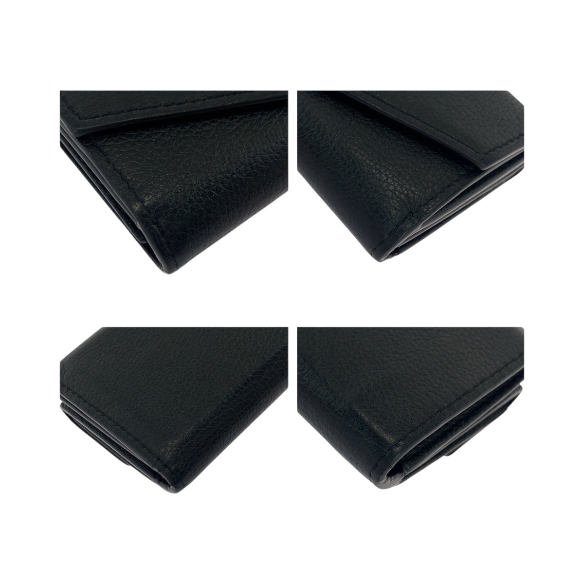 LOUIS VUITTON Tri-fold wallet M63921 leather black Portefeuille Rock Mini