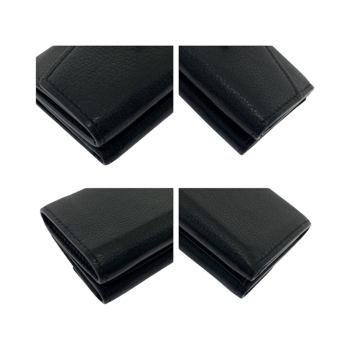 LOUIS VUITTON Tri-fold wallet M63921 leather black Portefeuille Rock Mini