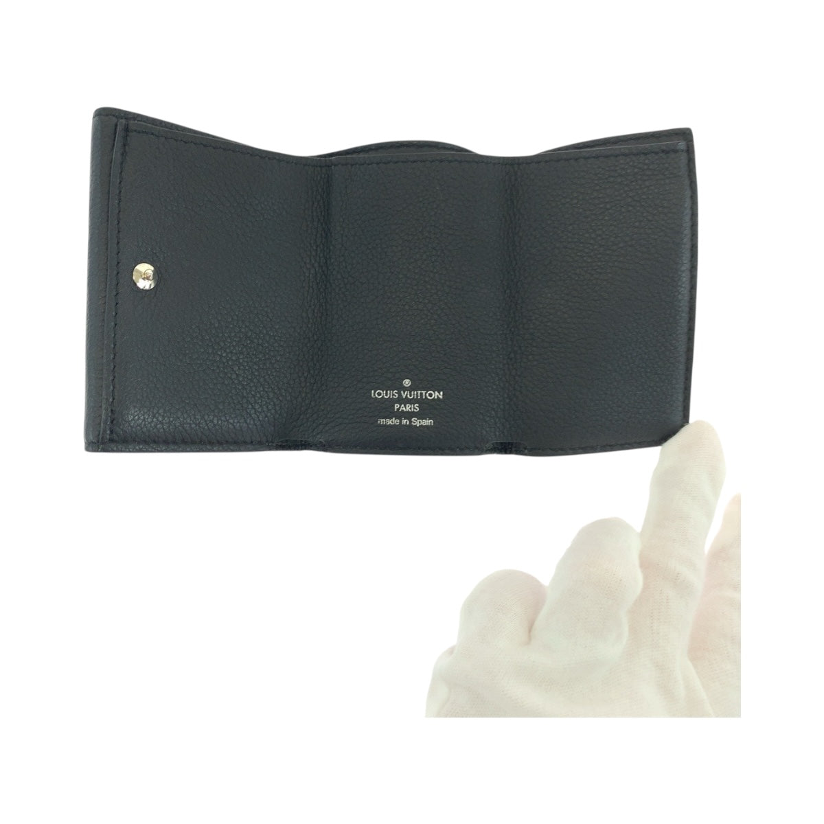 LOUIS VUITTON Tri-fold wallet M63921 leather black Portefeuille Rock Mini