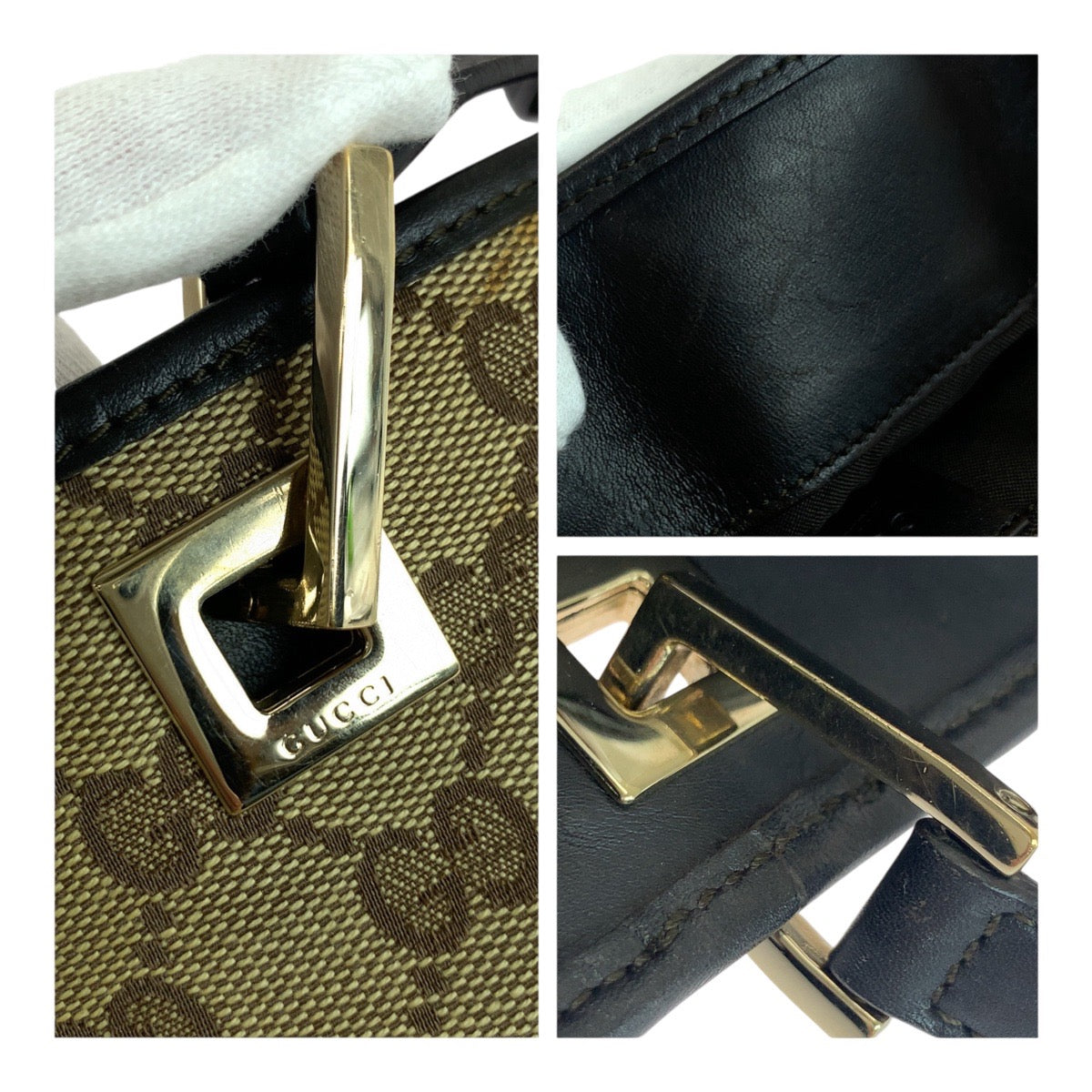GUCCI Tote Bag 002 1098 GG canvas Beige Brown Gold Metal