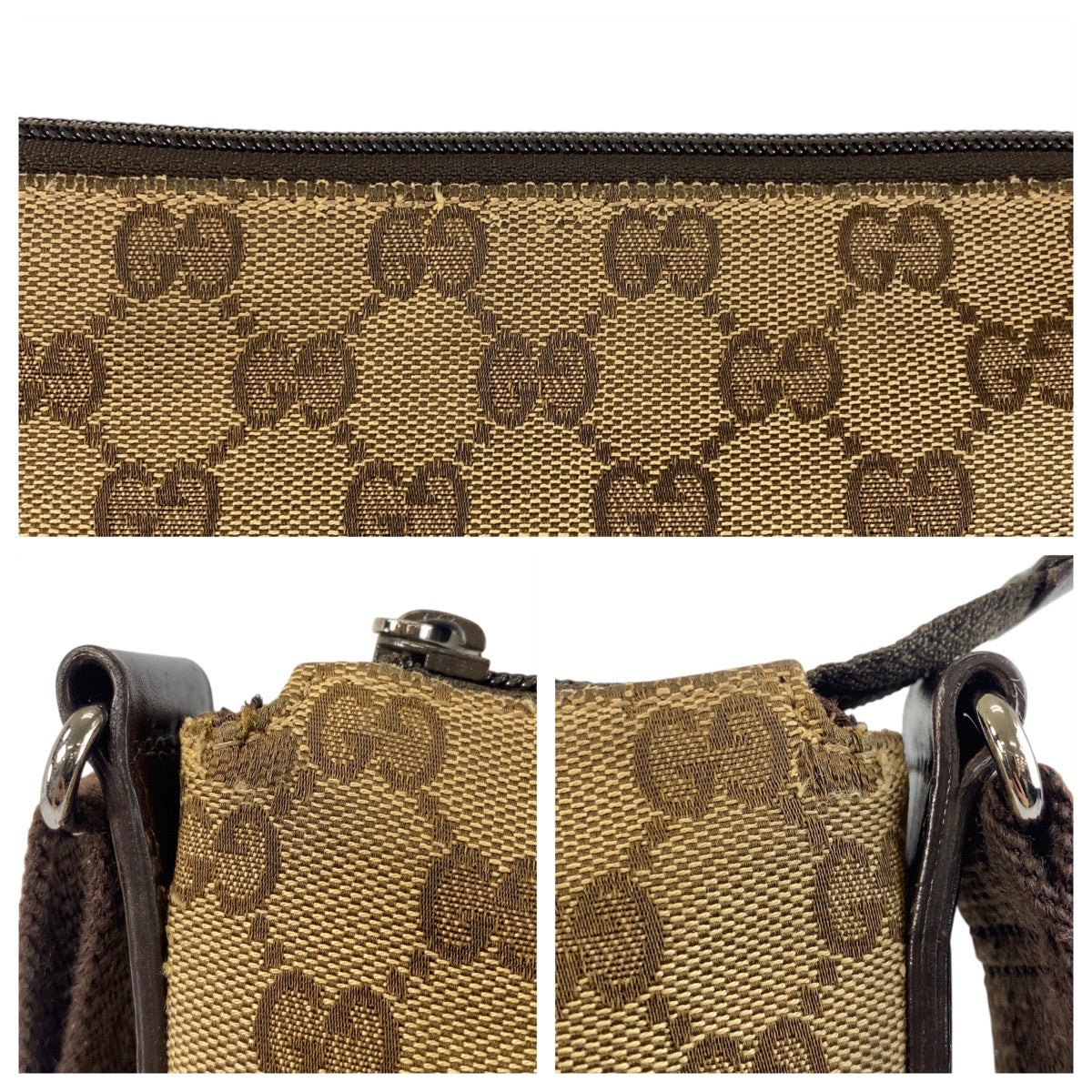 GUCCI Shoulder Bag 145857 GG canvas Beige Brown SilverMetal
