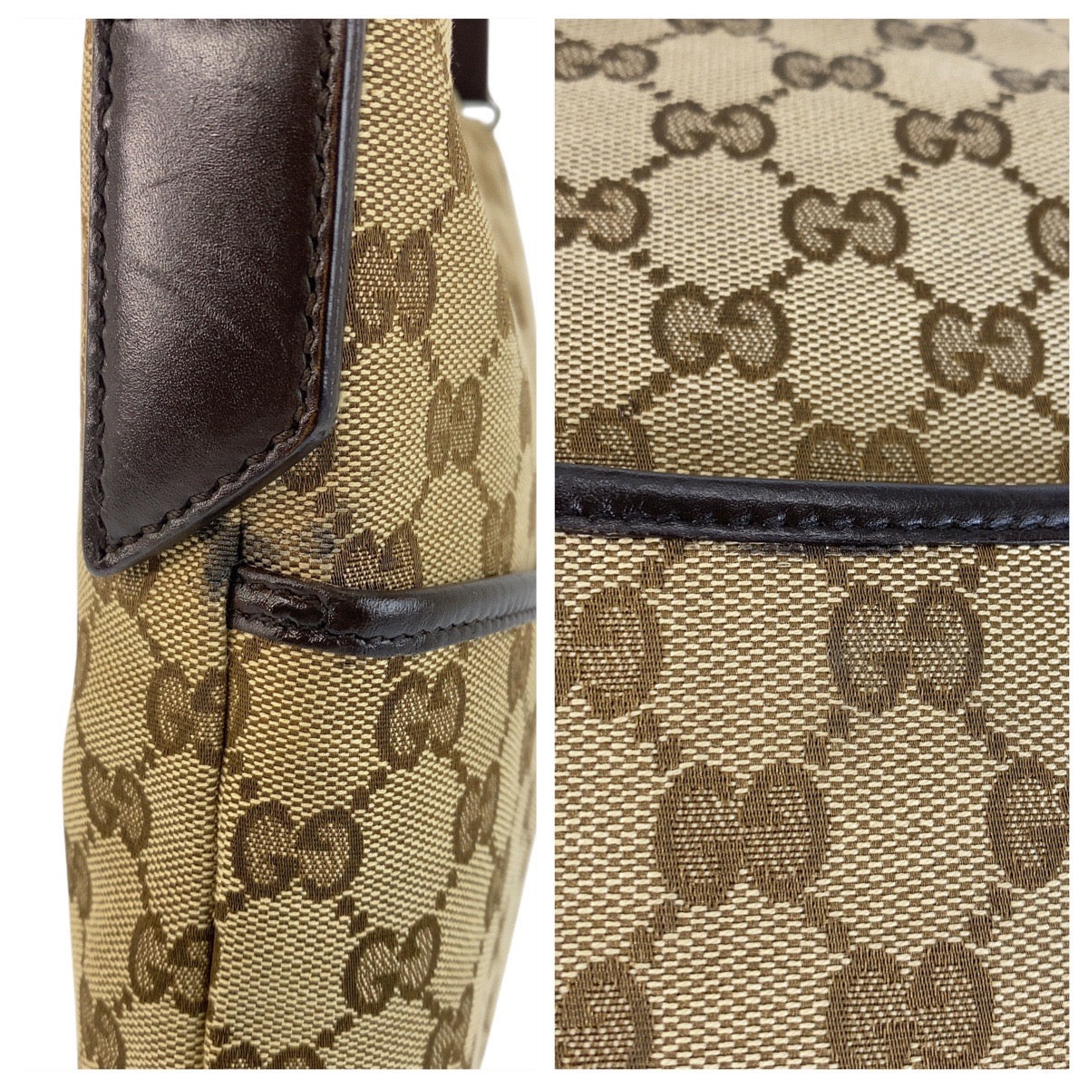 GUCCI Shoulder Bag 145857 GG canvas Beige Brown SilverMetal