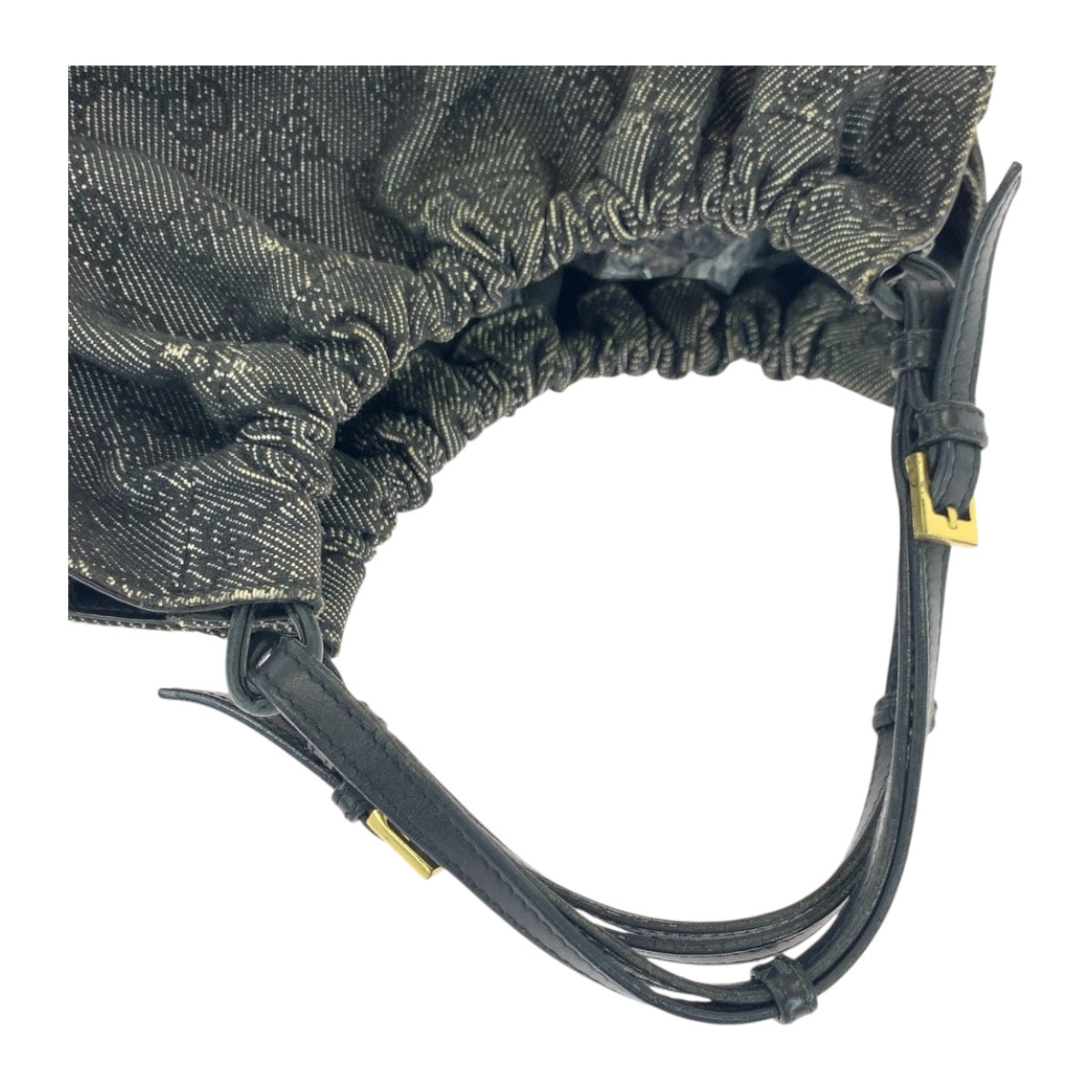 GUCCI Handbag 76554 GG canvas Grey Black Gold Metal