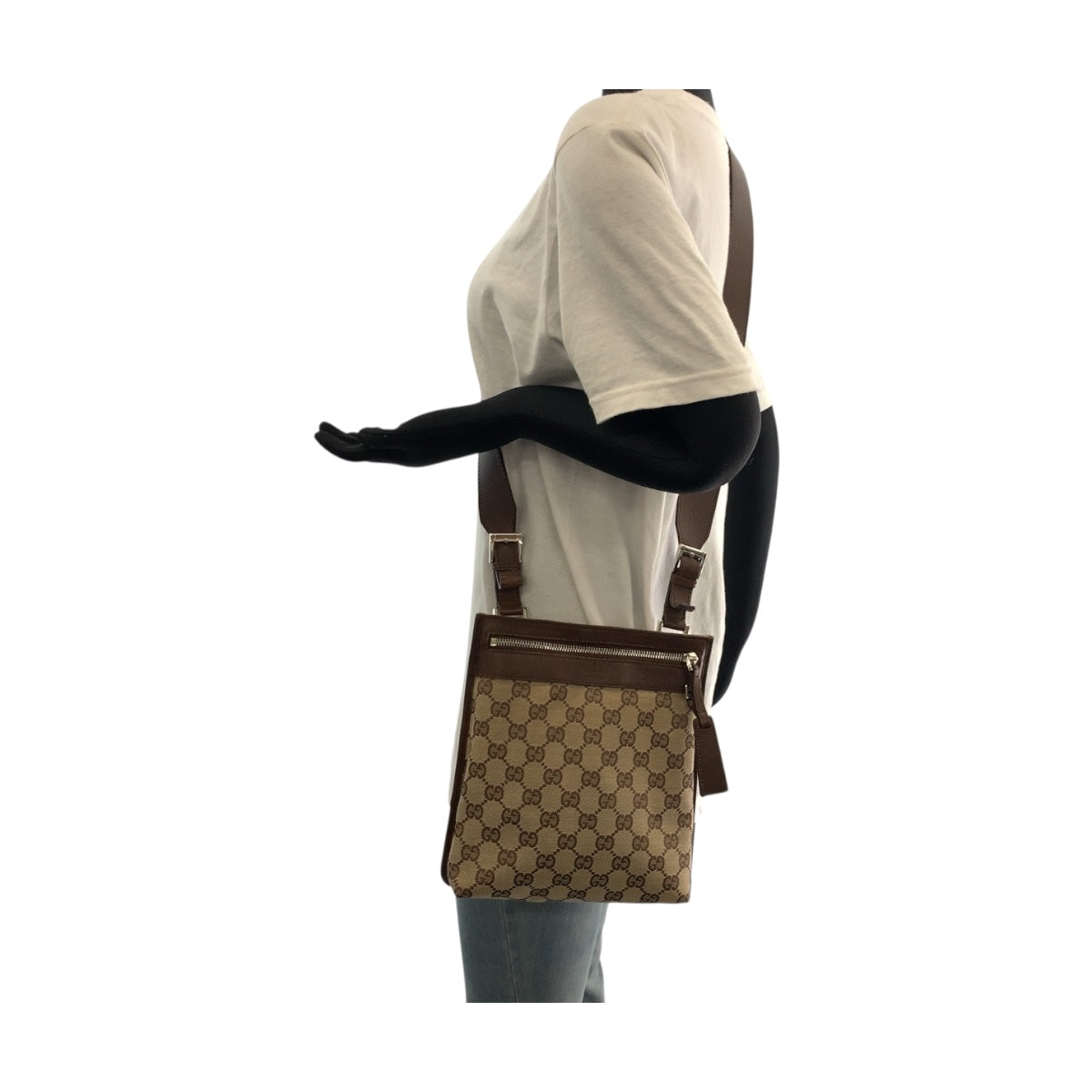 GUCCI Shoulder Bag 92562 GG canvas Beige Brown SilverMetal