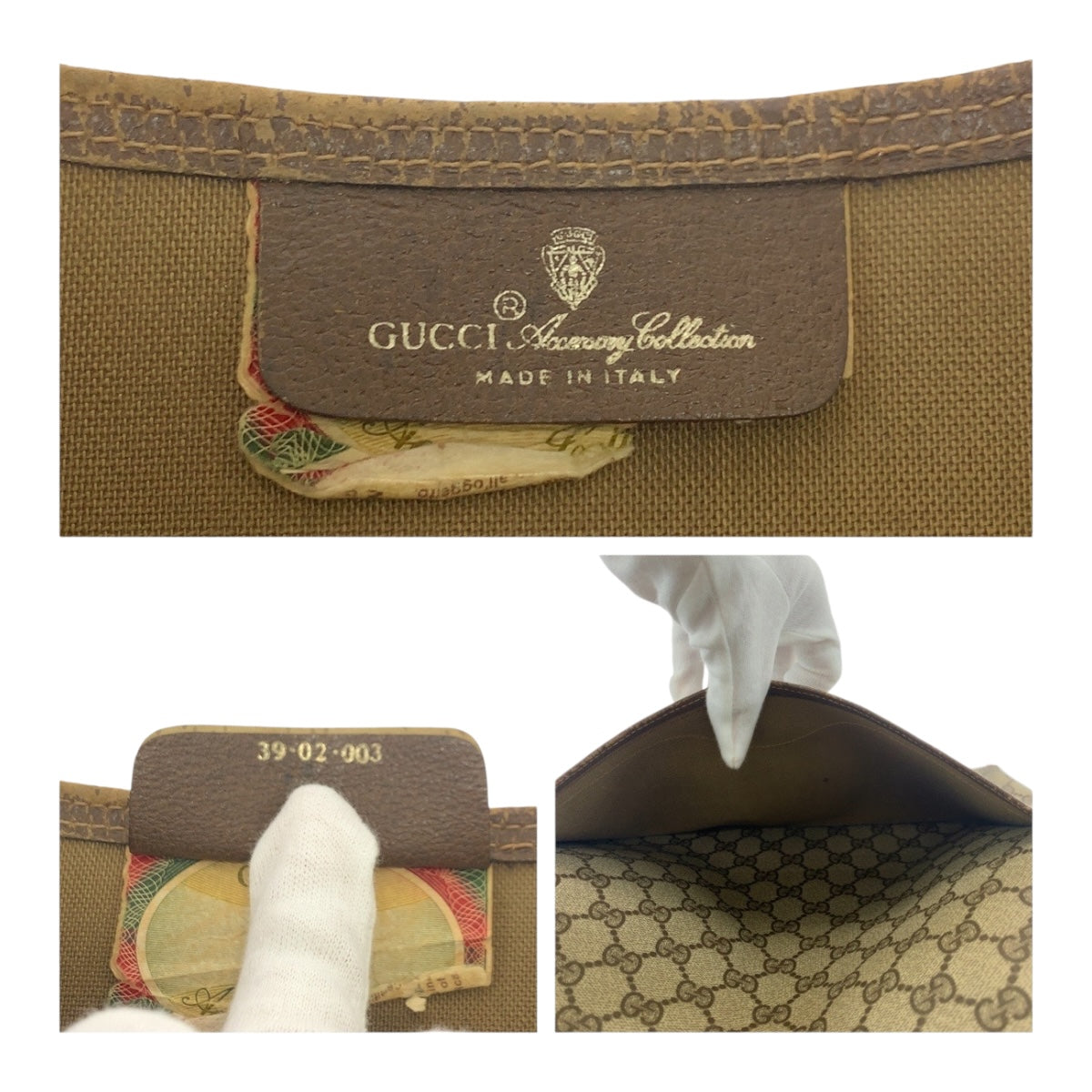 GUCCI Tote Bag 39 02 003 GG Supreme Canvas Beige green red Old Gucci Shelly Line