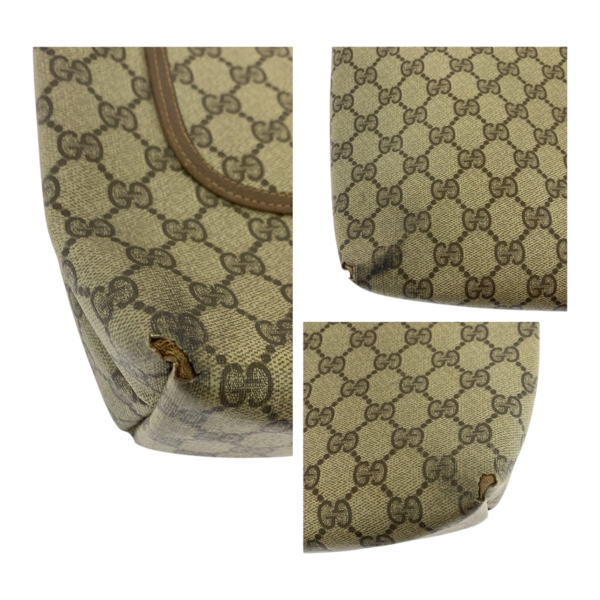 GUCCI Tote Bag 39 02 003 GG Supreme Canvas Beige green red Old Gucci Shelly Line