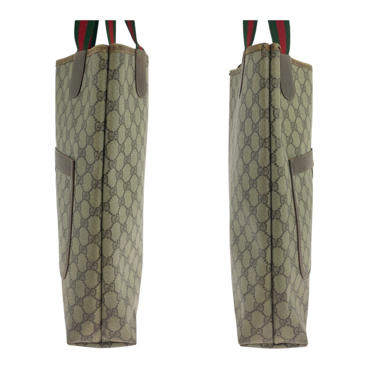 GUCCI Tote Bag 39 02 003 GG Supreme Canvas Beige green red Old Gucci Shelly Line