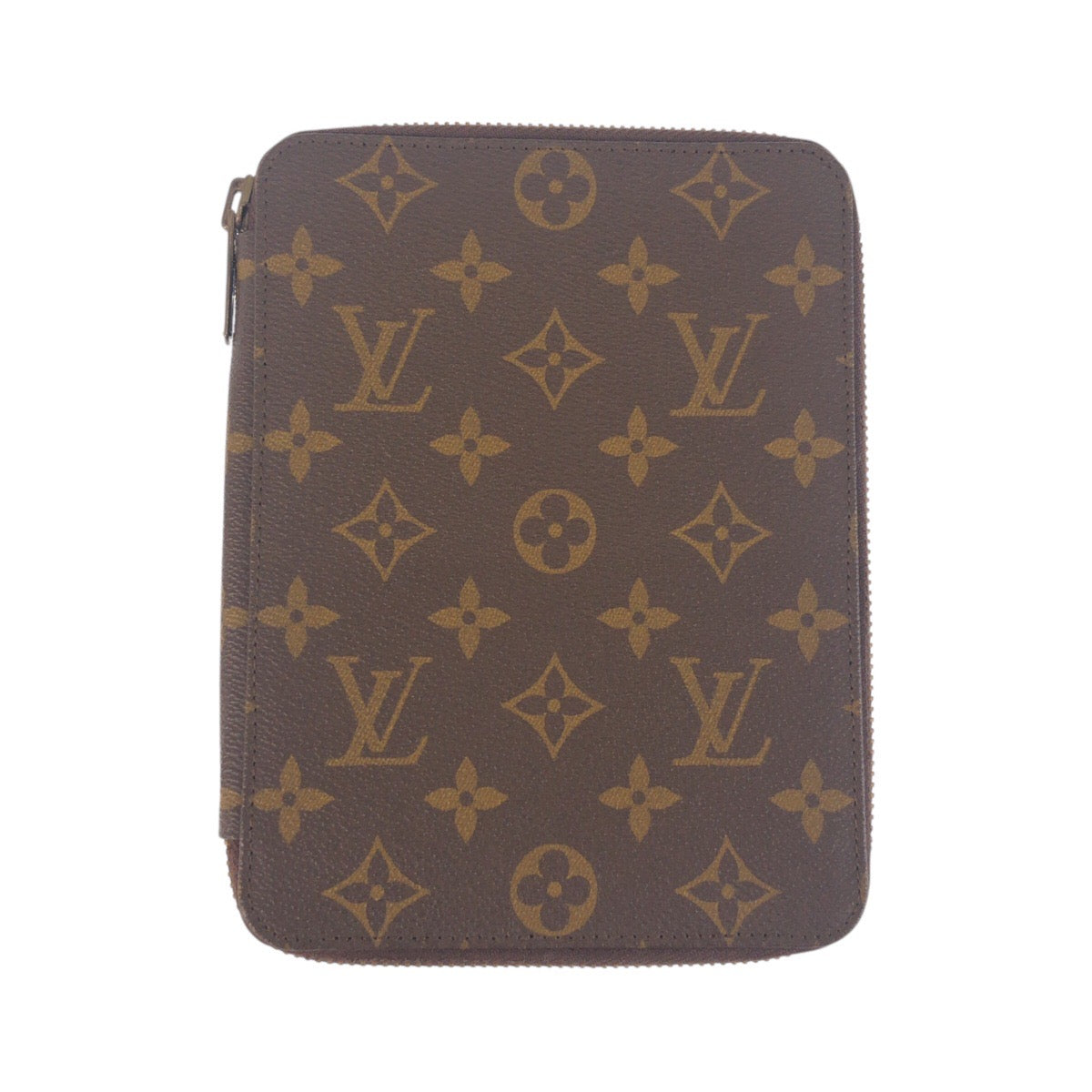 LOUIS VUITTON passport case leather Brown Gold Metal Monogram Couvertleur Paspole