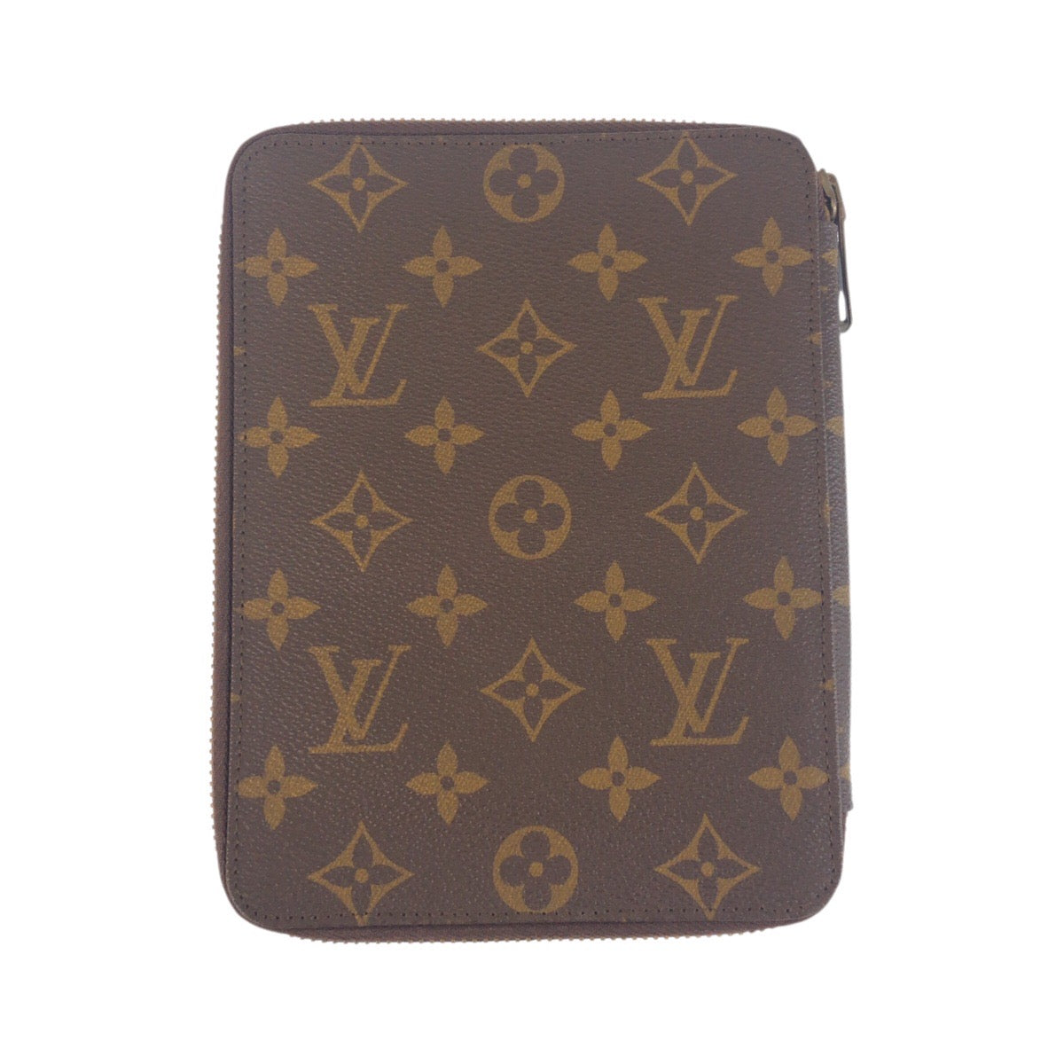 LOUIS VUITTON passport case leather Brown Gold Metal Monogram Couvertleur Paspole