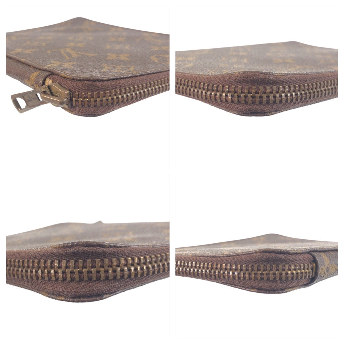 LOUIS VUITTON passport case leather Brown Gold Metal Monogram Couvertleur Paspole
