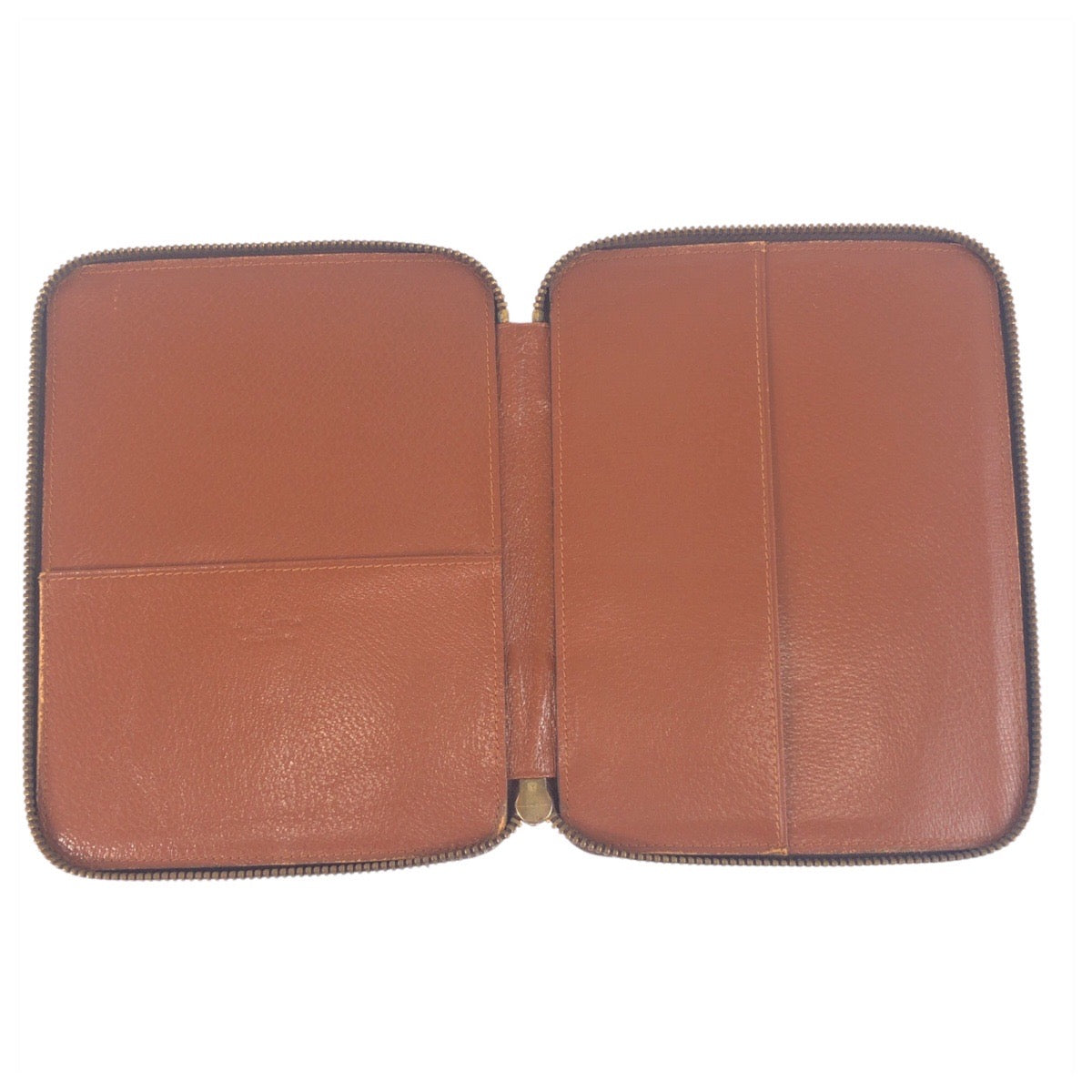 LOUIS VUITTON passport case leather Brown Gold Metal Monogram Couvertleur Paspole