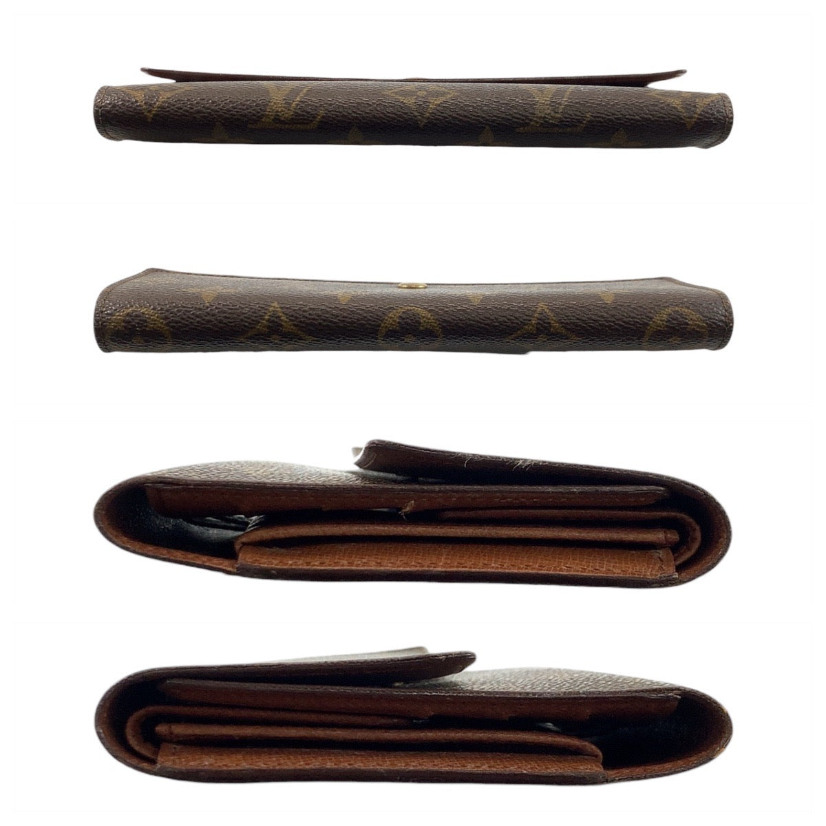 LOUIS VUITTON Long Wallet Purse M61215 PVC Brown Gold Metal Monogram Porte Tresor International