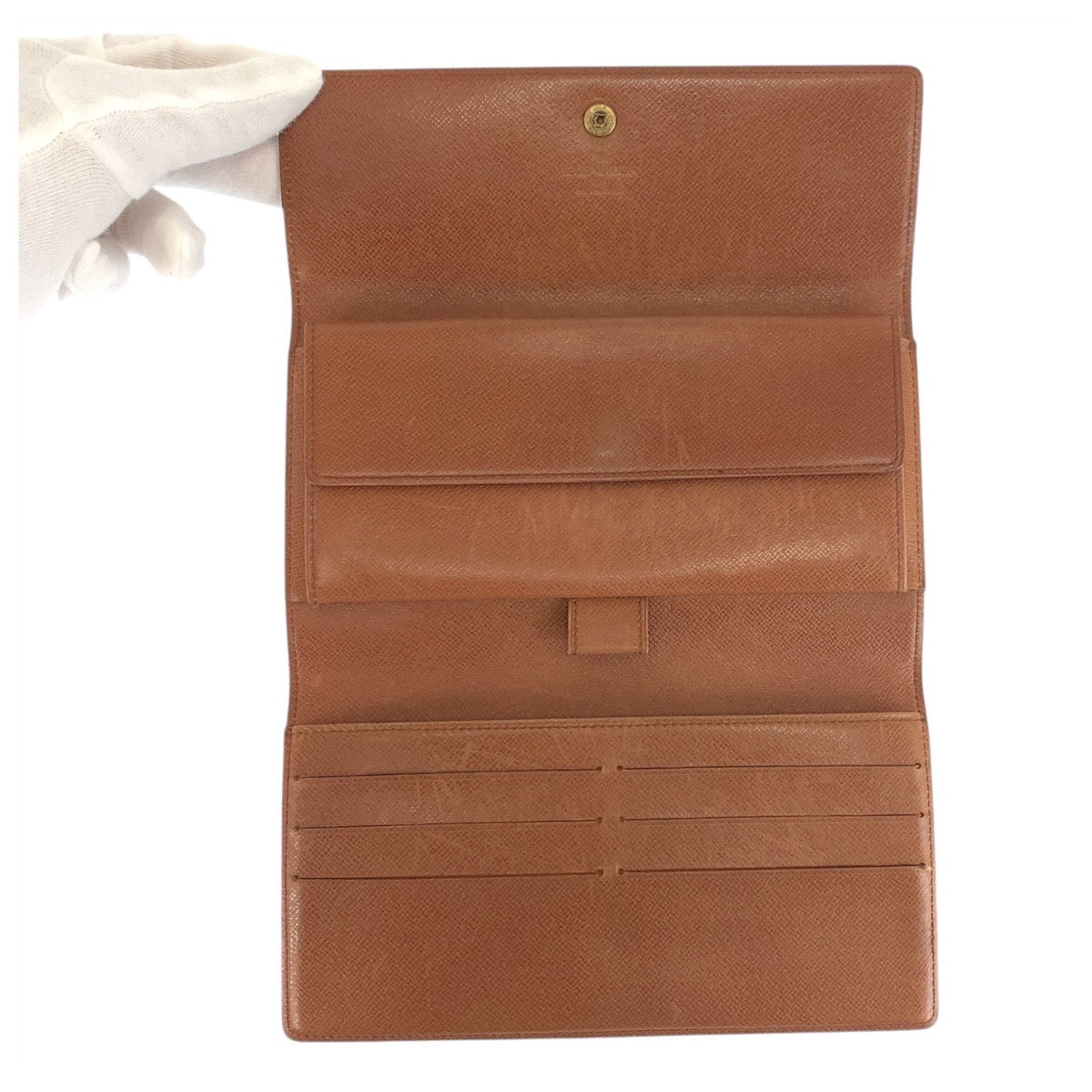 LOUIS VUITTON Long Wallet Purse M61215 PVC Brown Gold Metal Monogram Porte Tresor International