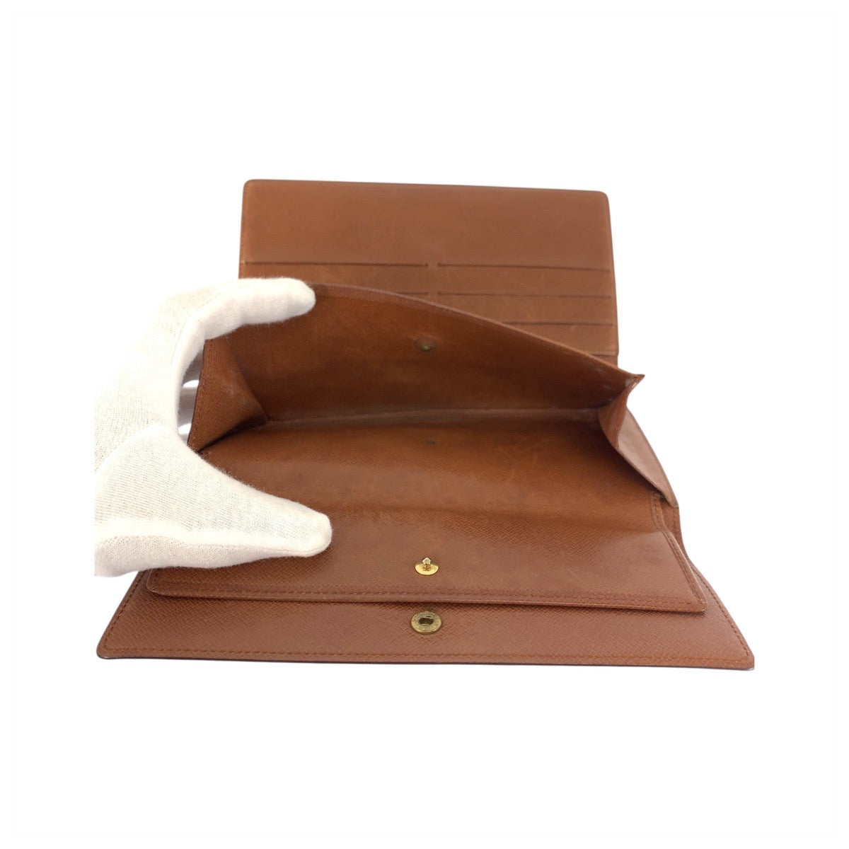 LOUIS VUITTON Long Wallet Purse M61215 PVC Brown Gold Metal Monogram Porte Tresor International