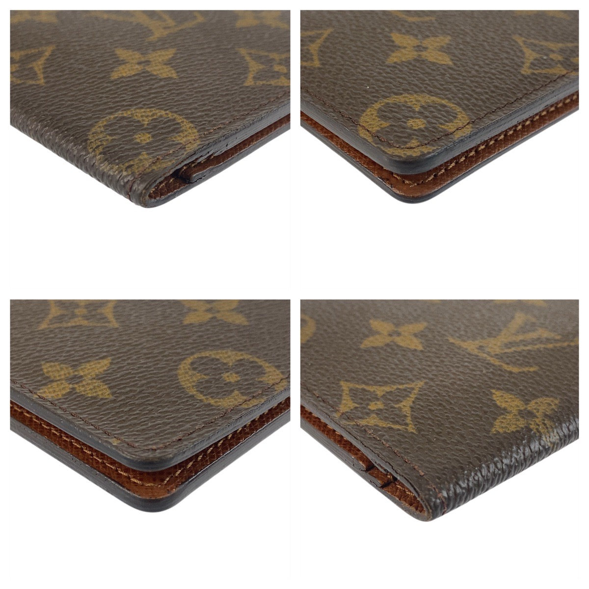 LOUIS VUITTON Long Wallet Purse M61823 PVC Brown Monogram Porte Valeurs Cartes Crdit