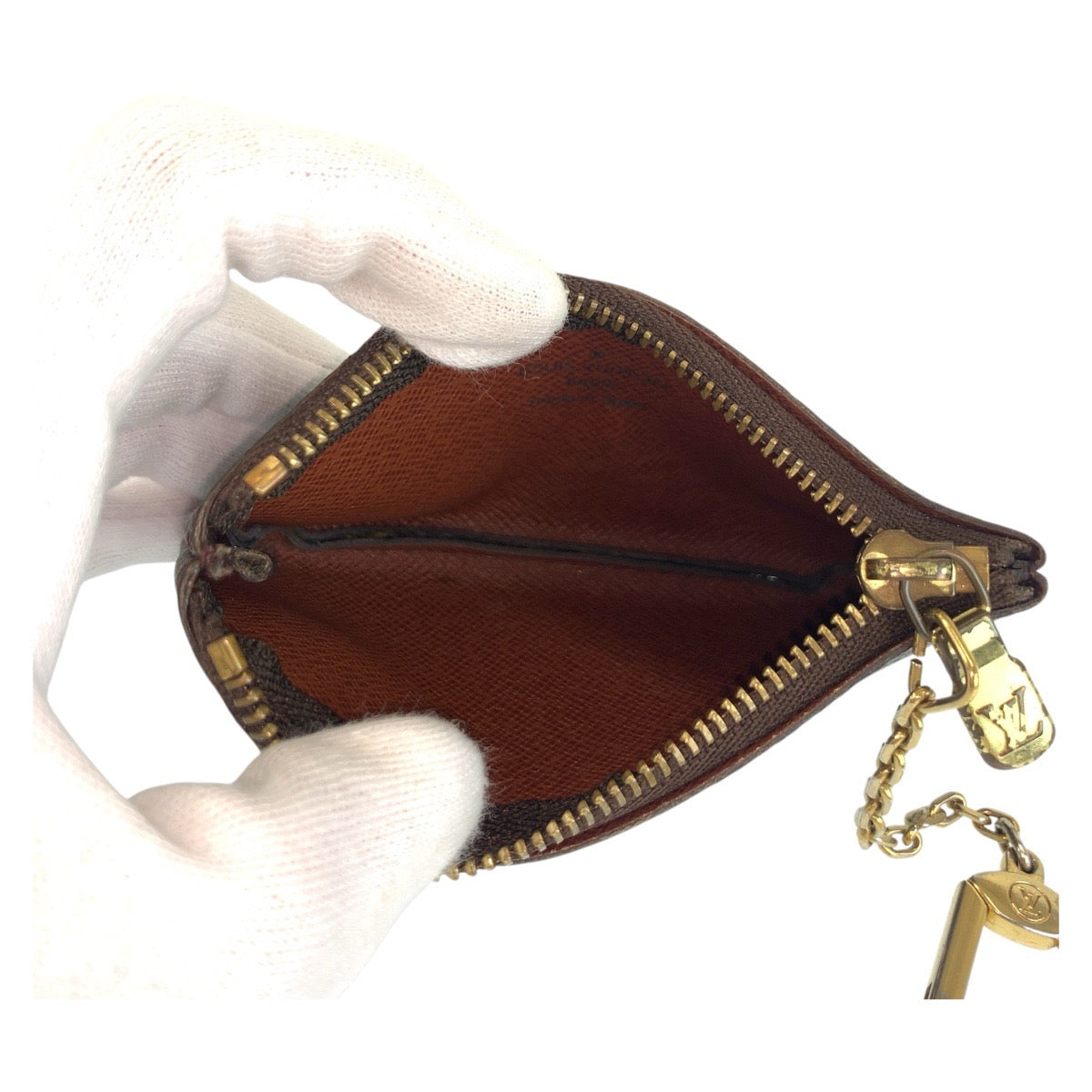 LOUIS VUITTON Coin case M62650 PVC Brown Gold Metal Monogram Pochette cree