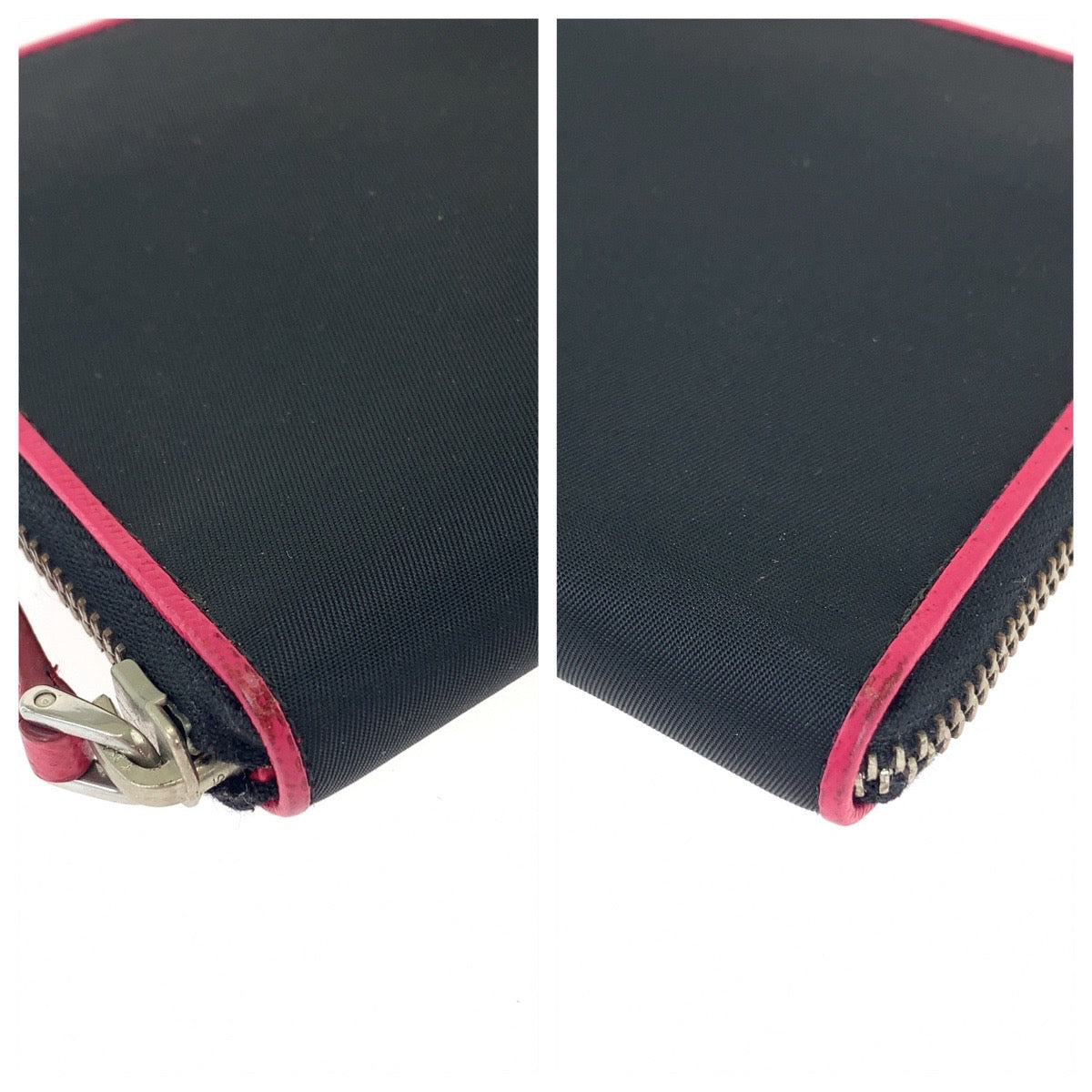 PRADA Long Wallet Purse Nylon Black Pink SilverMetal Test