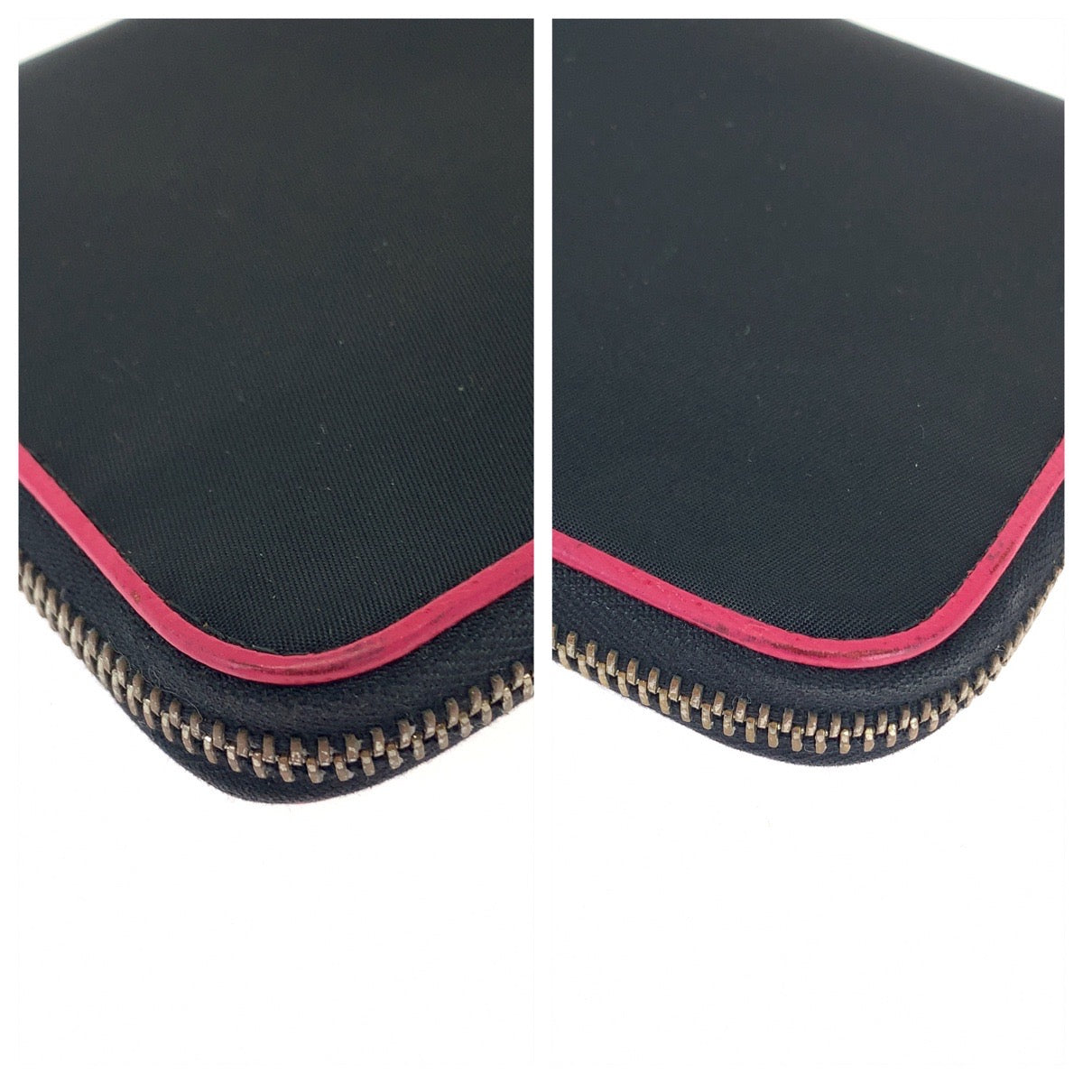 PRADA Long Wallet Purse Nylon Black Pink SilverMetal Test