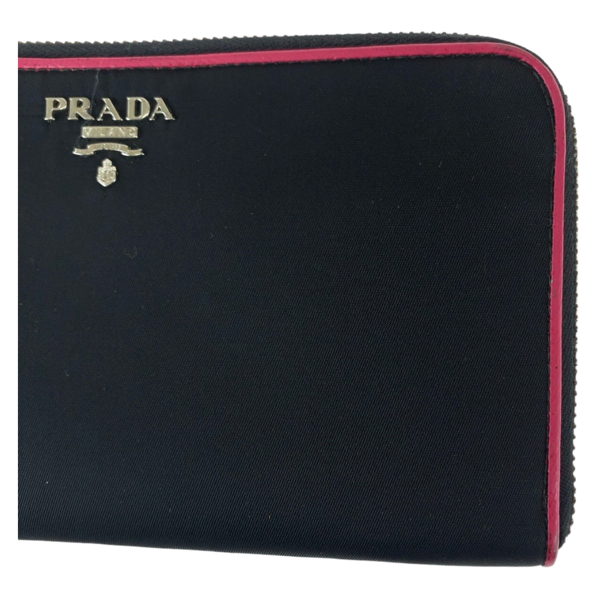PRADA Long Wallet Purse Nylon Black Pink SilverMetal Test