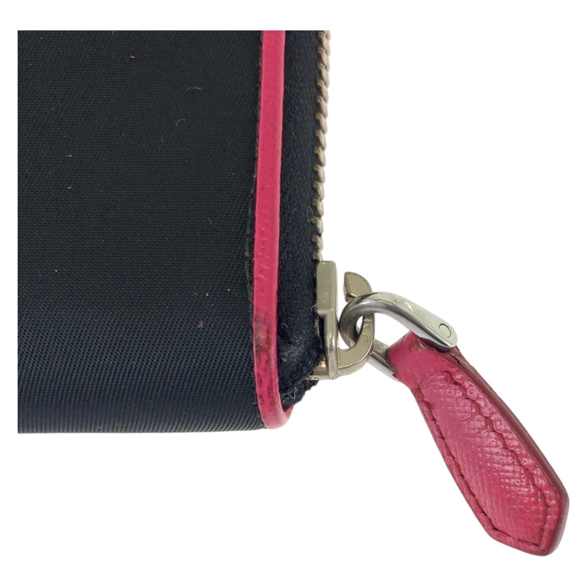 PRADA Long Wallet Purse Nylon Black Pink SilverMetal Test