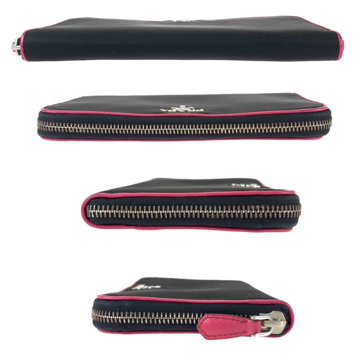 PRADA Long Wallet Purse Nylon Black Pink SilverMetal Test