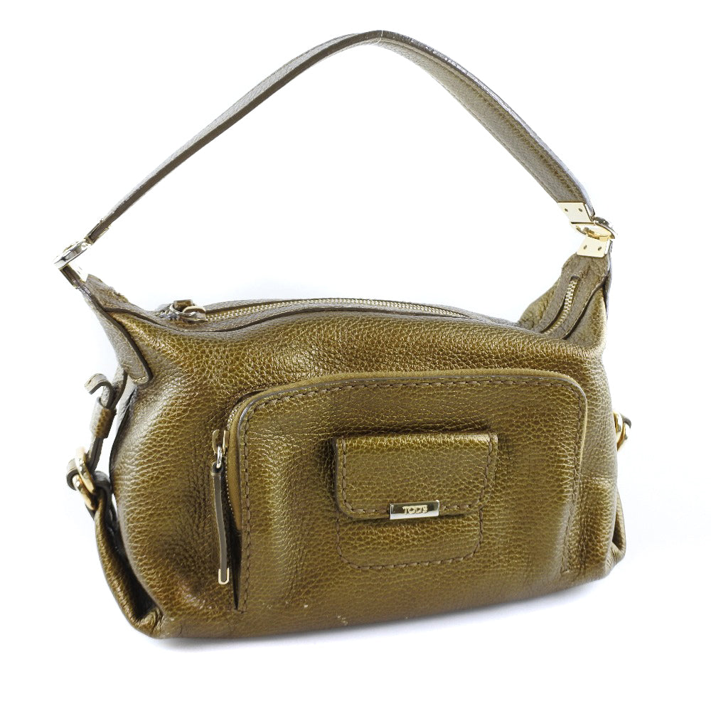 TOD�fS Handbag Calfskin gold Women Used Authentic