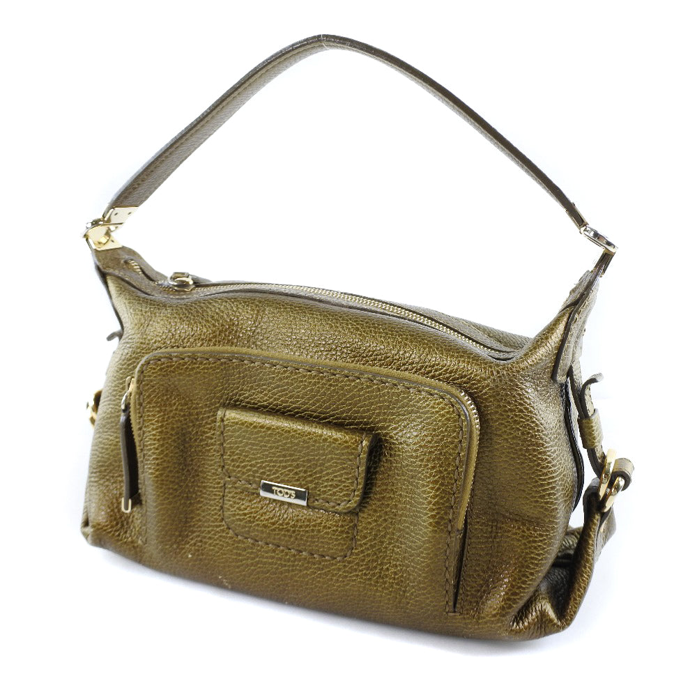 TOD�fS Handbag Calfskin gold Women Used Authentic