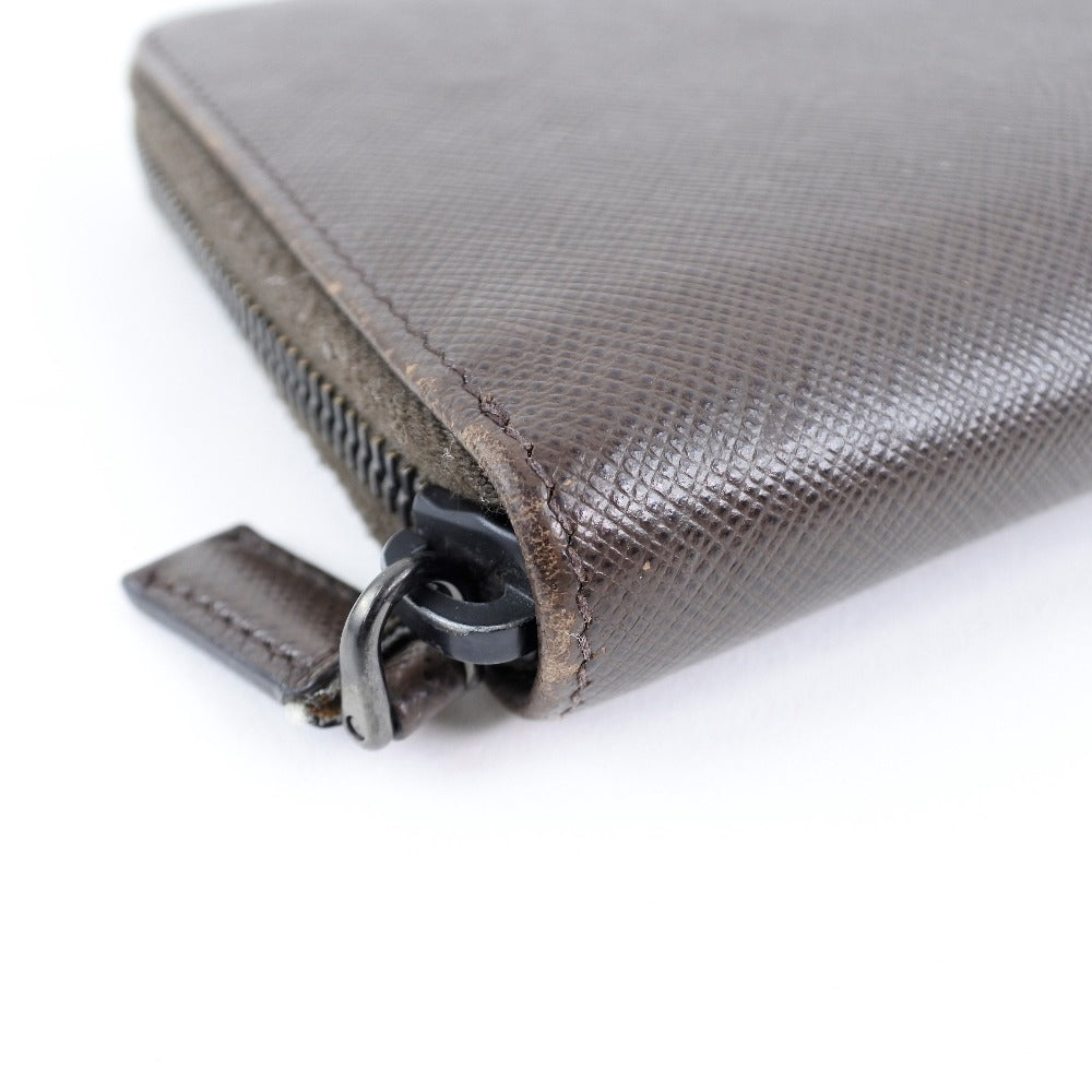 PRADA Long Wallet Purse 2ML220 Safiano Brown Brown Zip Around