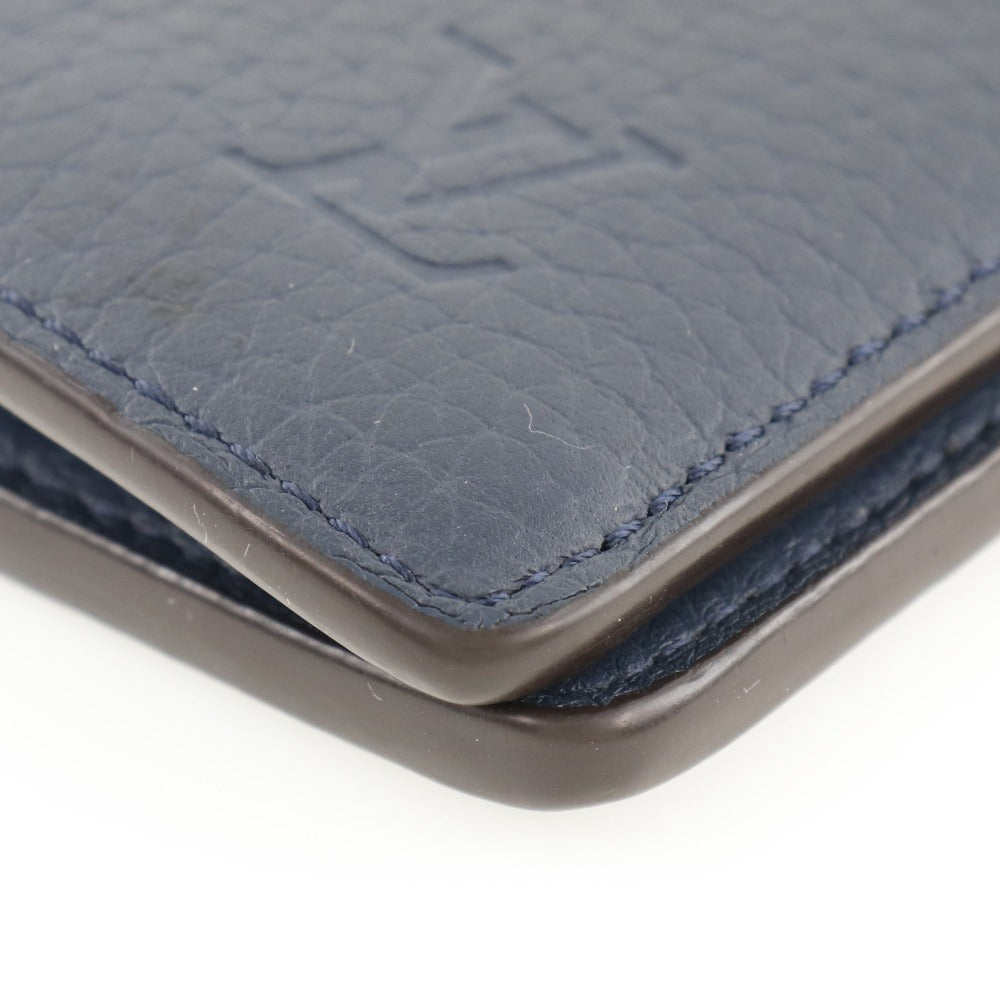 LOUIS VUITTON Long Wallet Purse M58818 Taurillon Clemence Navy blue Parnasea Portefeuille Blaza