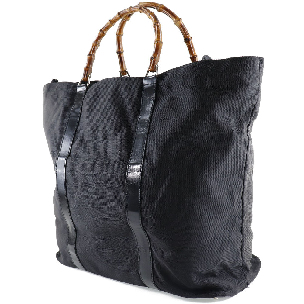 GUCCI Tote Bag 002-2058-0412-5 Nylon canvas, leather black Bamboo bag