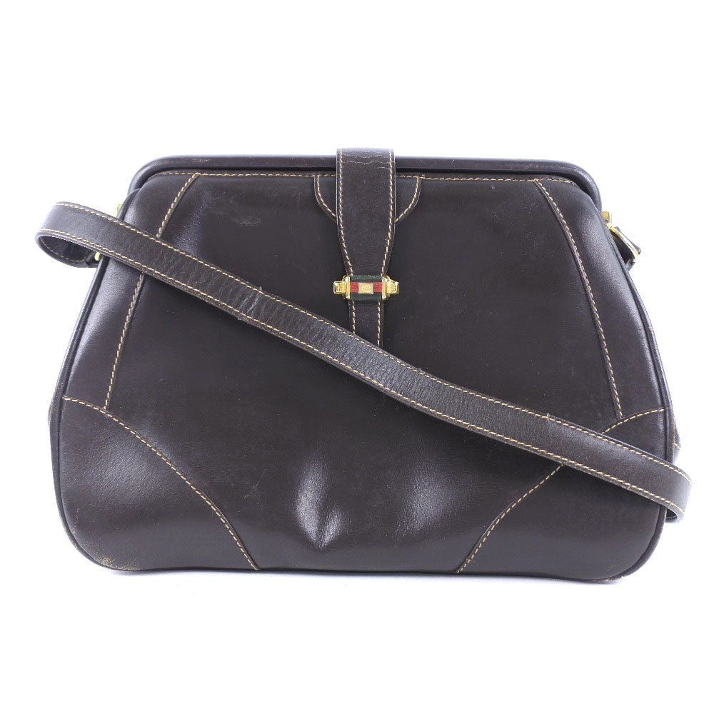GUCCI Shoulder Bag Calfskin Brown vintage Women Used Authentic