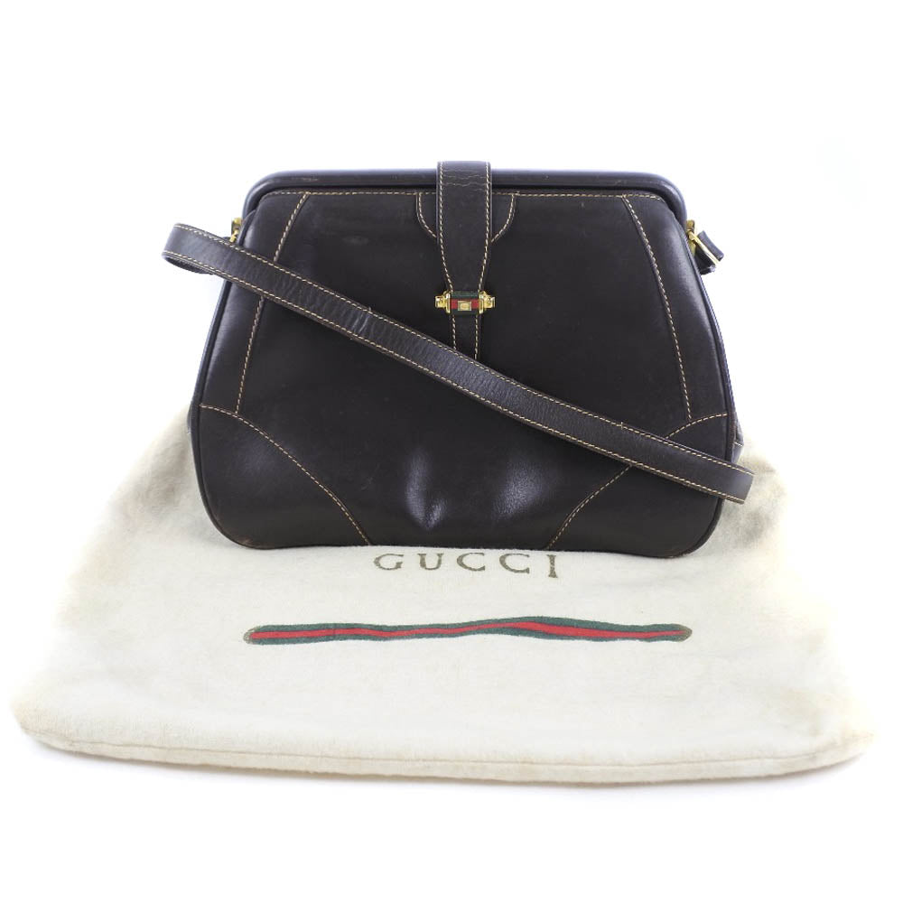 GUCCI Shoulder Bag Calfskin Brown vintage Women Used Authentic